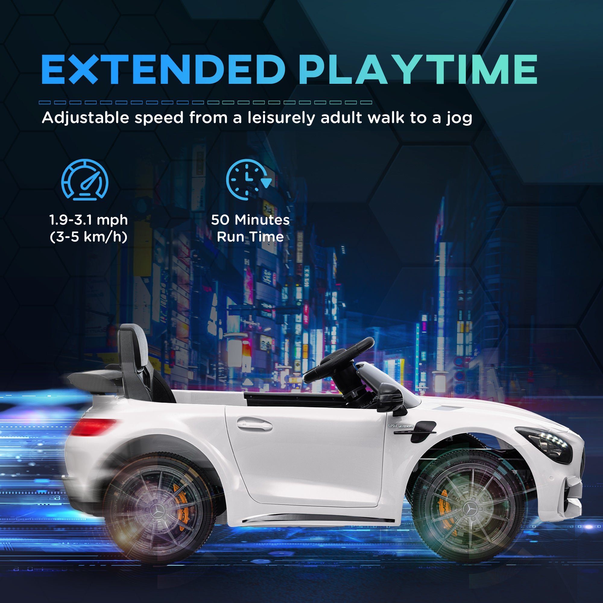 Mercedes-Benz AMG GTR Licensed 12V Battery Powered Kids Electric Car w/ Remote Control & Soft Start, White