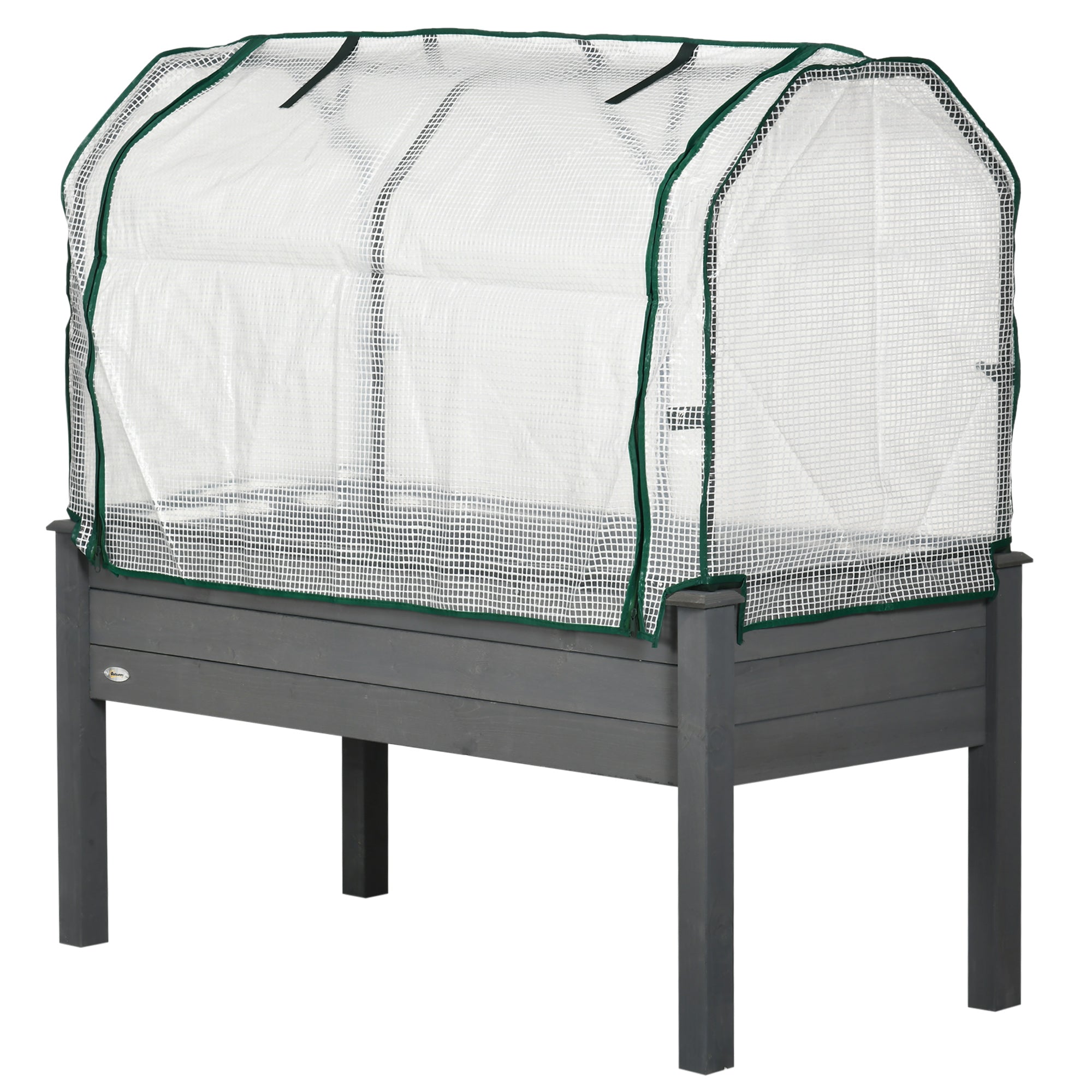 Raised Garden Bed with PE Greenhouse Cover Outdoor Planter Box for Herbs and Vegetables, 48 x 22 x 46 inch, Dark Gray - Dark Gray