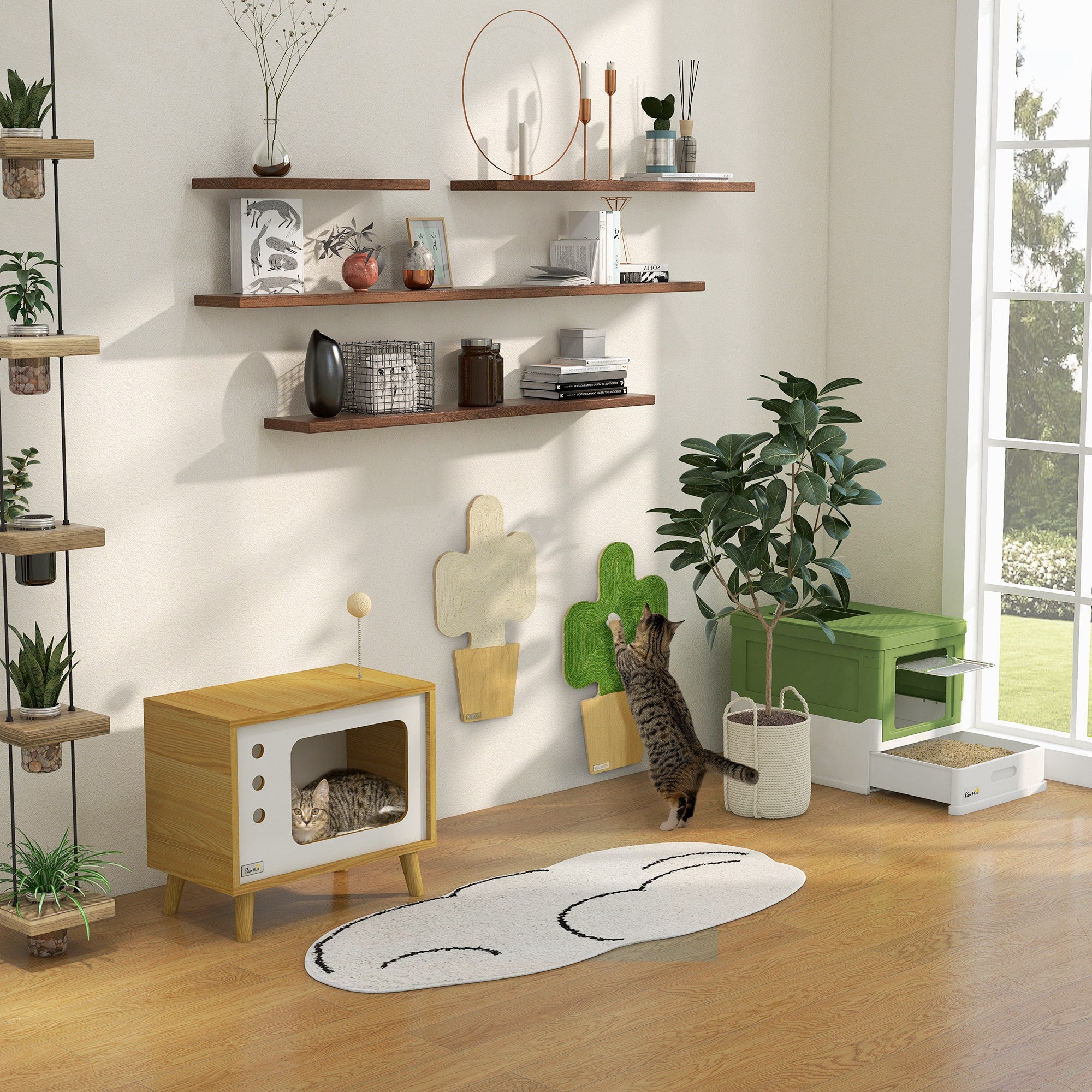 Fully Enclosed Cat Litter Box with Front Entry, Top Exit, Yellowish Green - Yellowish Green - Image 8