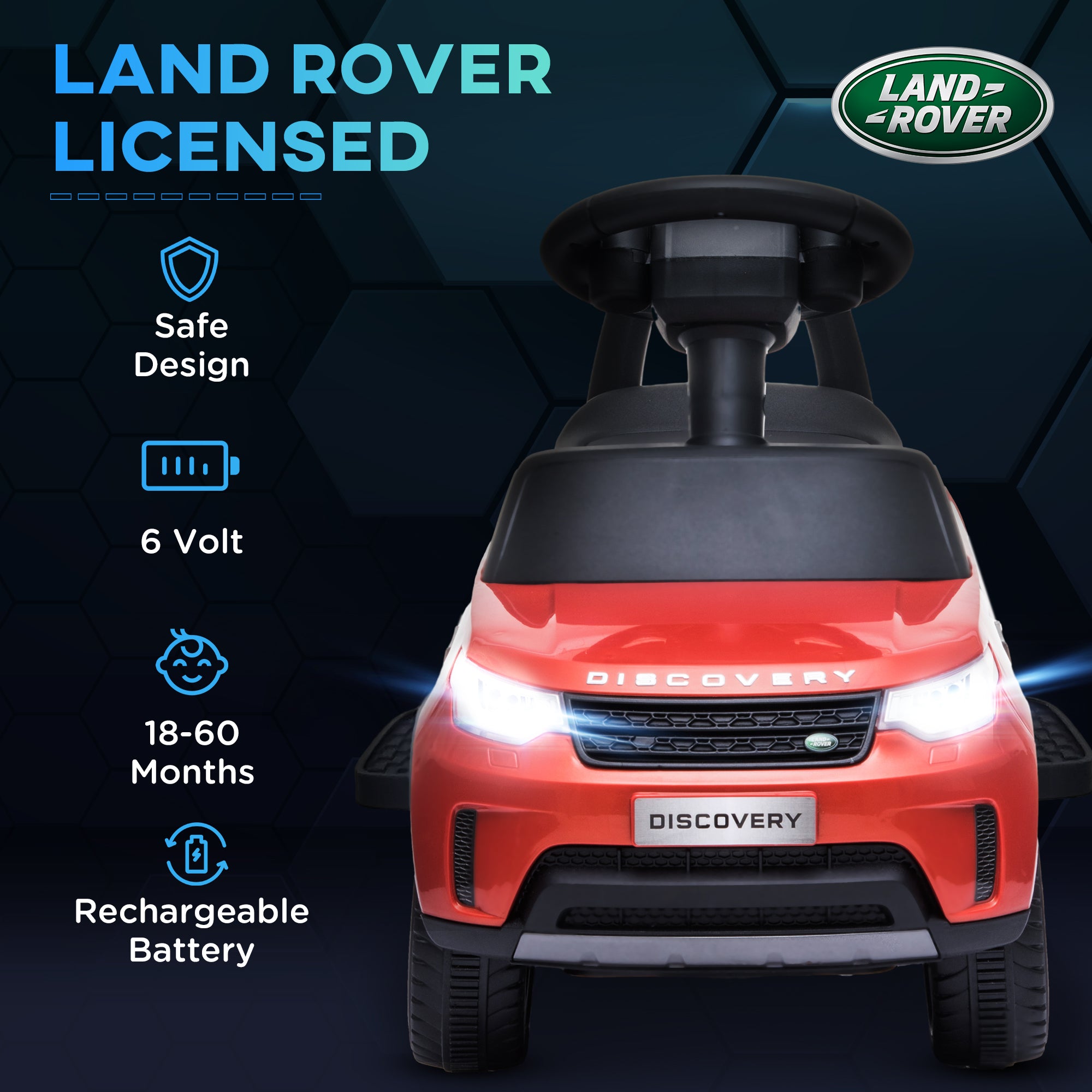 2 in 1 Land Rover Licensed 6V Ride on Car Sliding Car Battery Powered Electric Car w/ Headlights Music Horn, Red