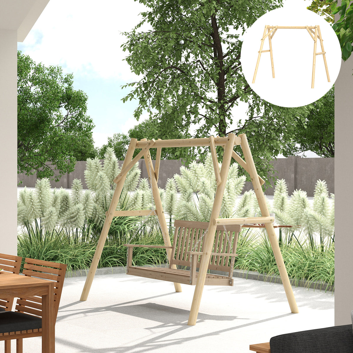 660 lbs Porch Swing Frame, A-Frame Hanging Chair Stand Only for DIY Painting, Swing Chair Stand for Backyard, Patio