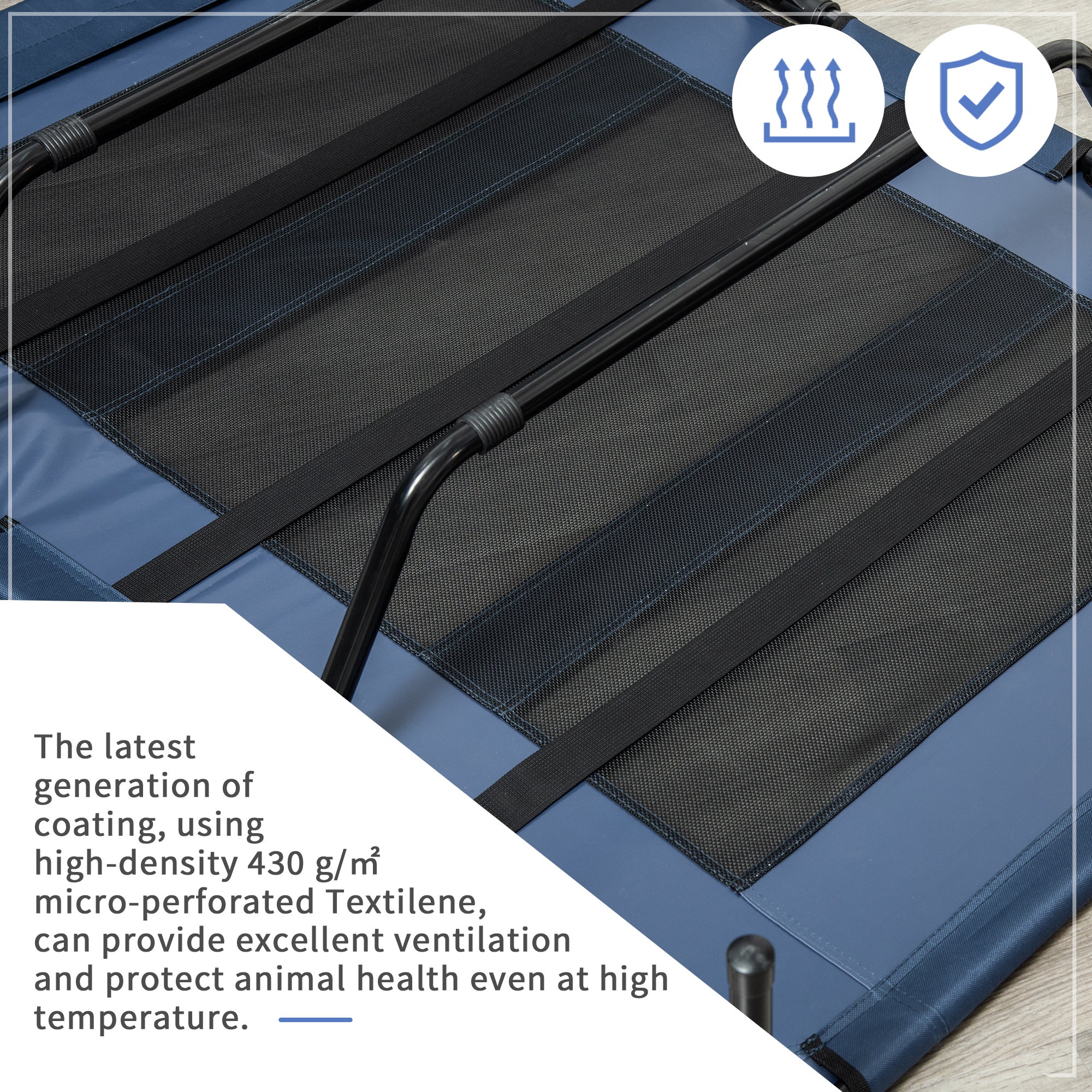 48" x 36" Elevated Breathable Dog Bed w/ Carry Bag Dark Blue - Dark Blue - Image 5