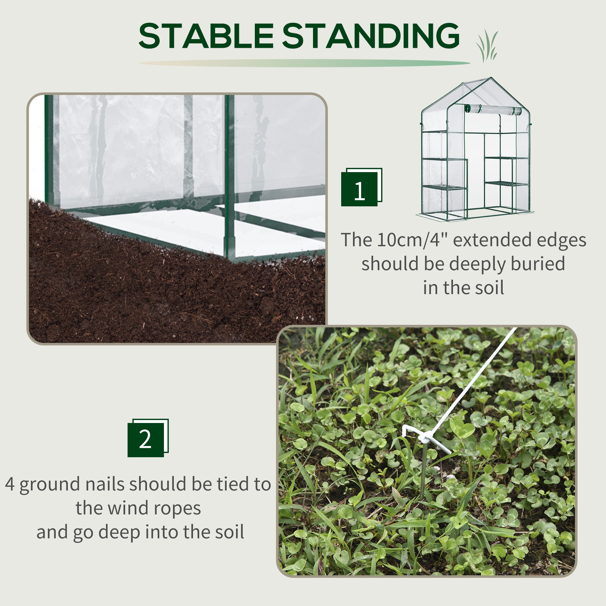 5' x 2.5' x 6.5' Mini Walk-in Greenhouse Kit, Portable Green House with 3 Tier Shelves, Roll-Up Door, and Weatherized Plastic Cover for Backyard Garden, Clear - Clear - Image 6