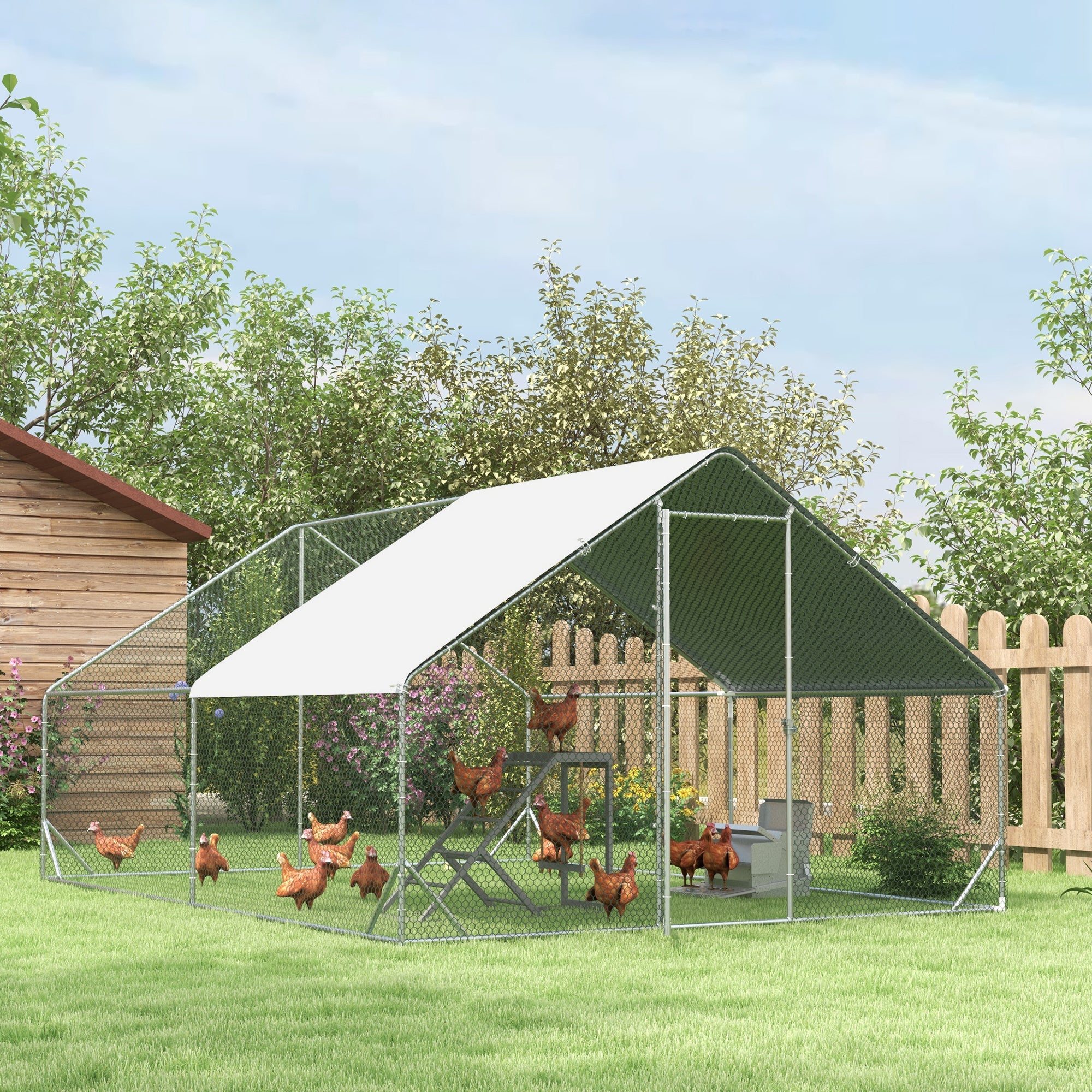 Chicken Activity Play for Healthy & Happy Animals, Swing Set with Chicken Perches & Hen Ladder, Chicken Coop Toy, Gray - Gray - Image 8