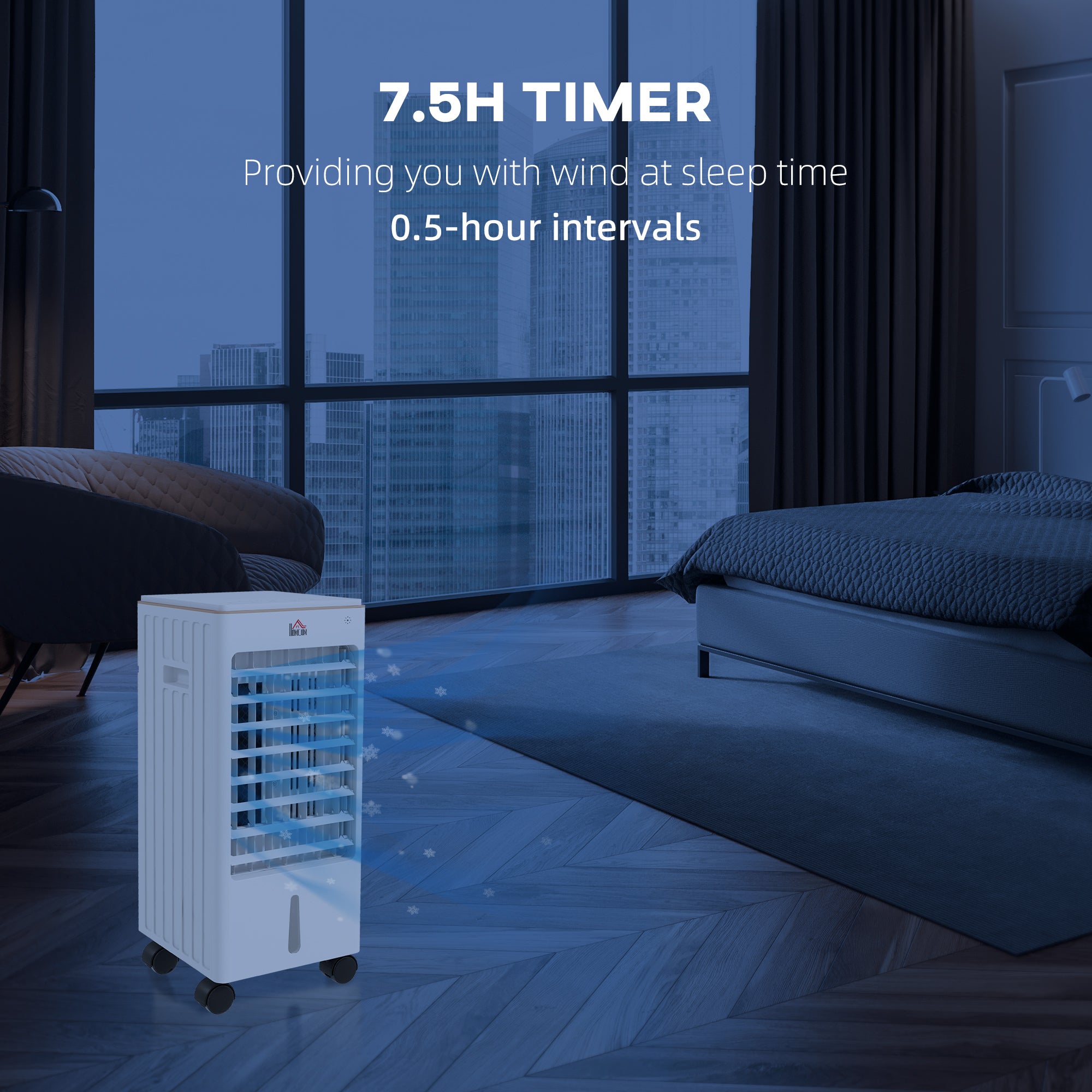 Room Air Cooler with Ice Packs, Ice Cooling Fan Water Conditioner Humidifier Unit with Remote, Timer, Wheels