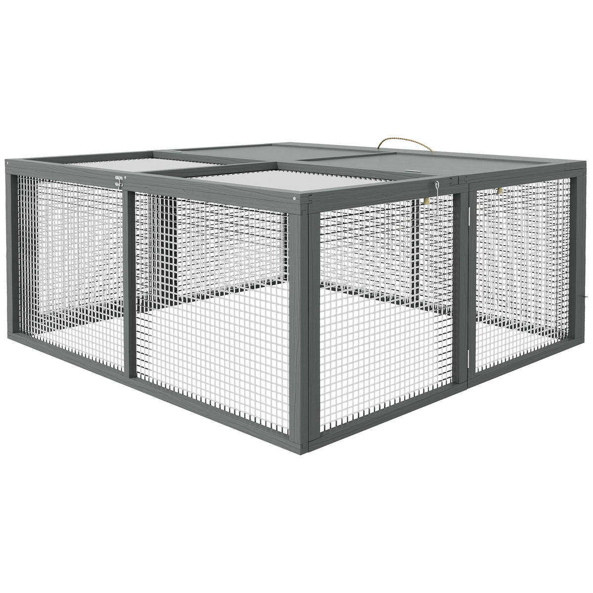 Wooden Folding Rabbit Hutch, for 2-3 Rabbits - Gray