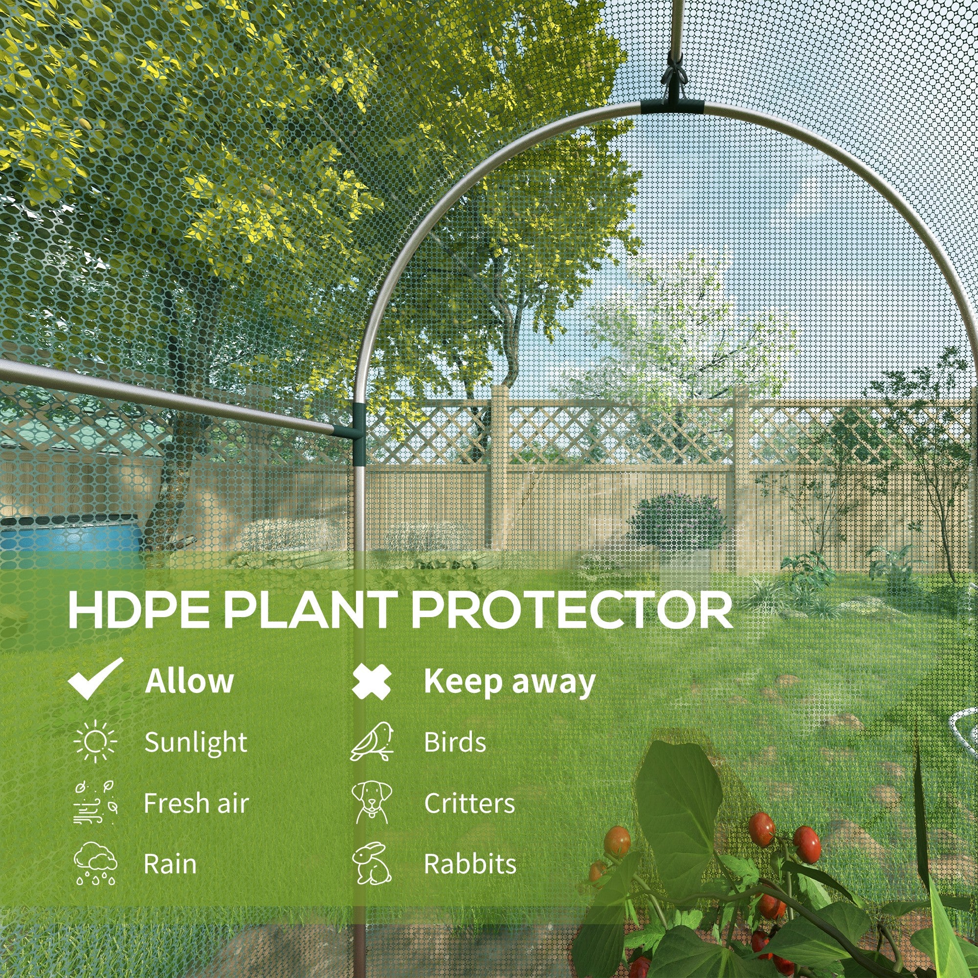 Galvanized Steel Crop Cage, Plant Protection Tent with Zippered Door, 4' x 4', Green - Green - Image 4