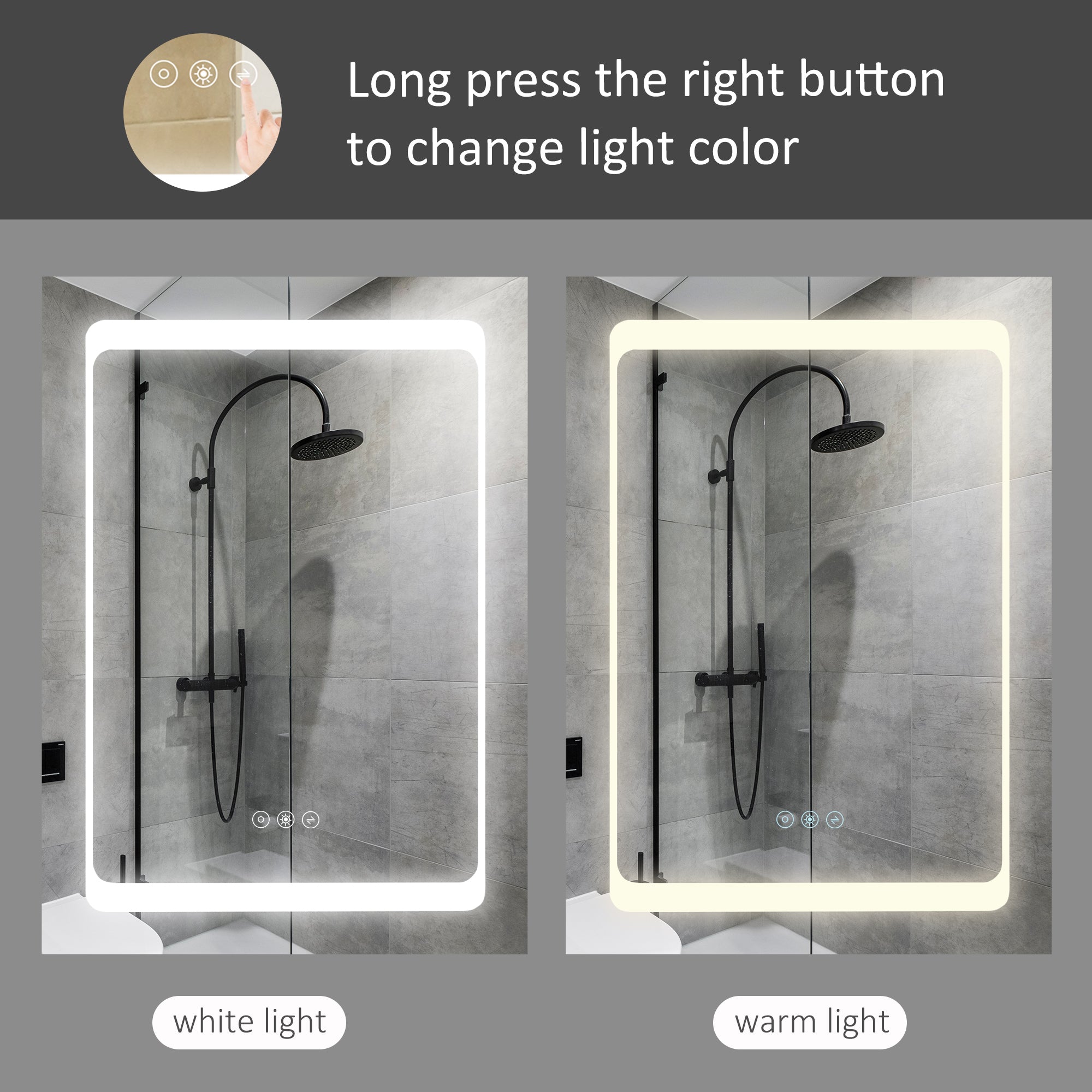 Wall-Mounted Plug-In Bathroom Organizer with 3 Storage Shelves, LED Lighted Medicine Cabinet with Mirror