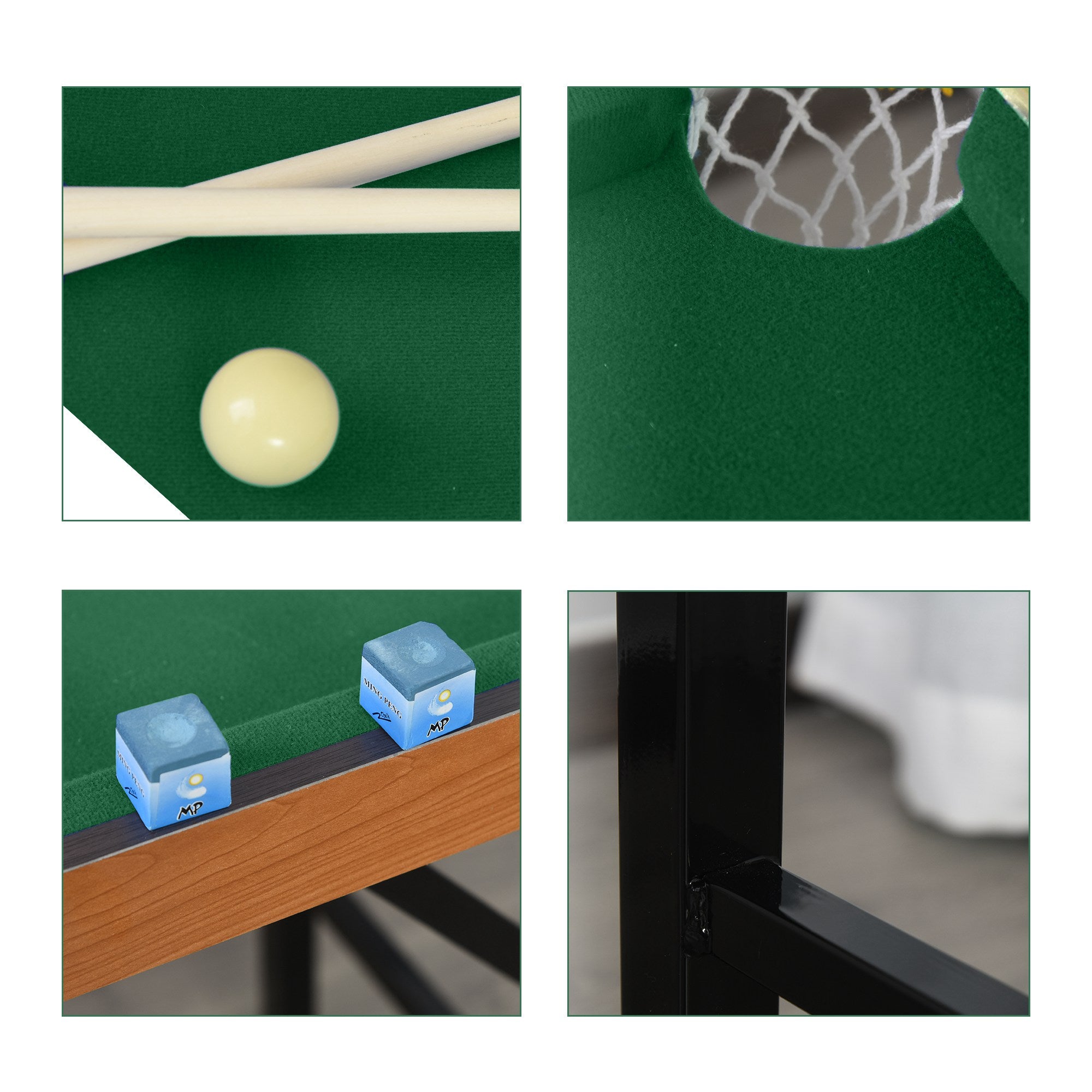 55'' Portable Folding Billiards Table Game Pool Table for Whole Family Number Use With Cues, Ball, Rack, Green