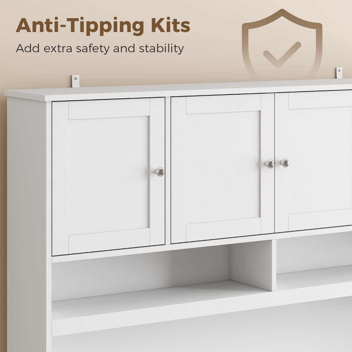73" Pantry Cabinet with Charging Station, 55" Wide Kitchen Pantry with Microwave Stand, White