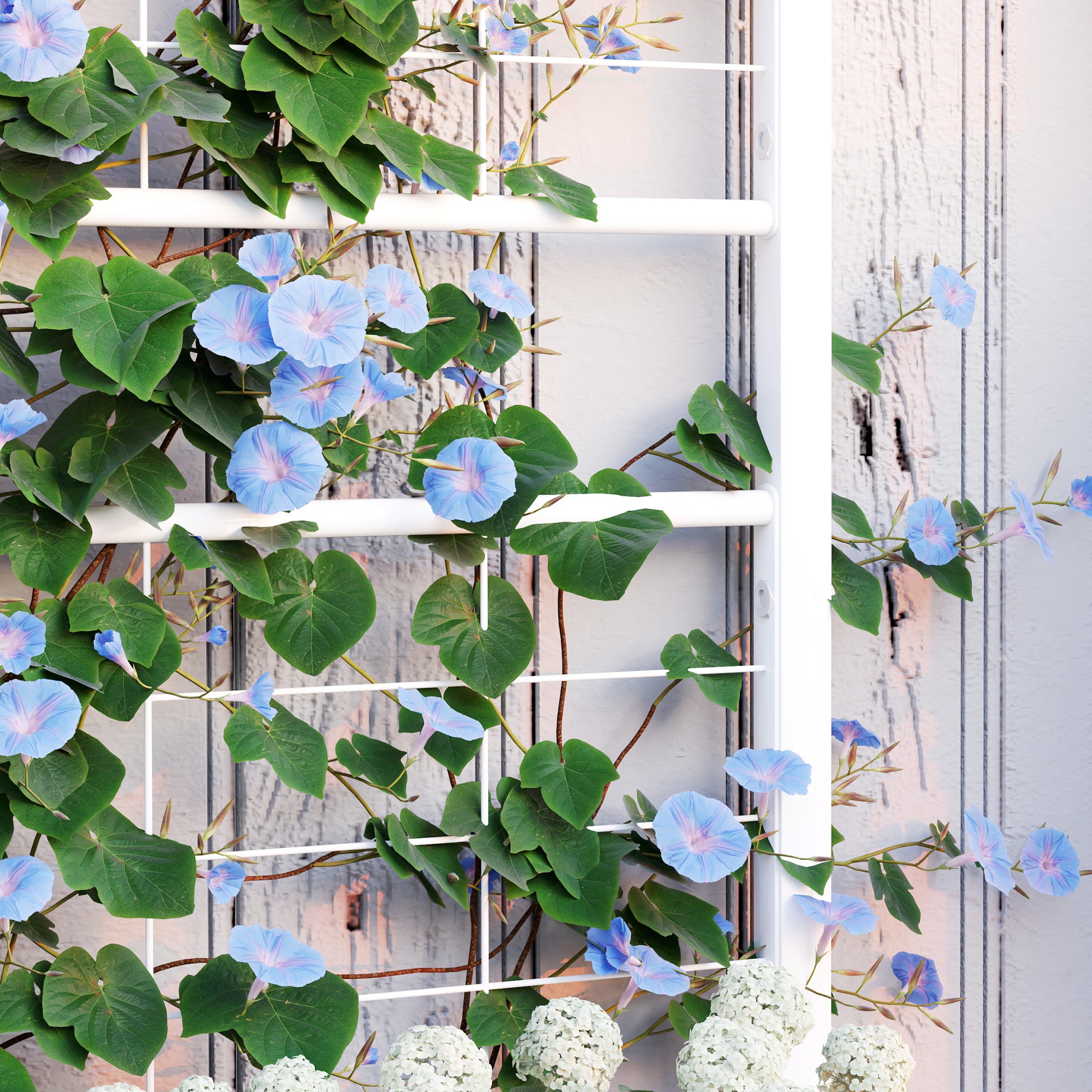 Outdoor Planter Box Galvanized Raised Garden Bed with Trellis for Climbing Vines, 35.4" x 15.7" x 47.2", White - White - Image 8