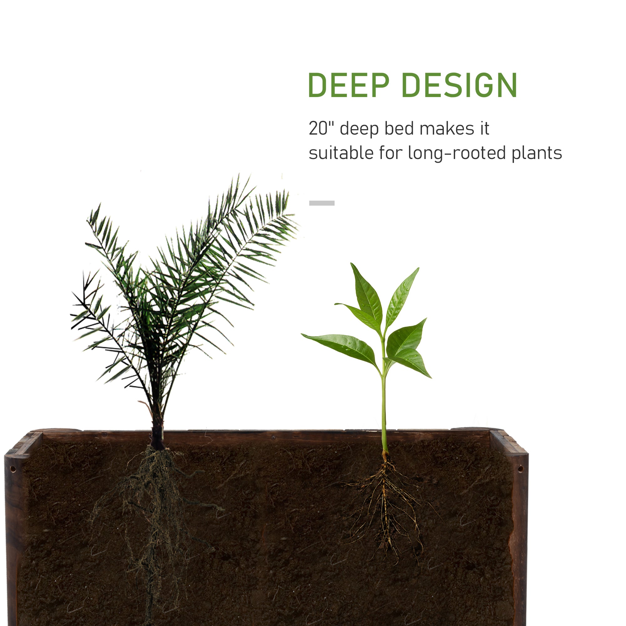 48" x 20" x 18" Raised Garden Bed, Raised Planter Box, Wooden Planter Raised Bed with Drainage Gaps & Lightweight Build, Natural Wood - Carbonized - Image 4