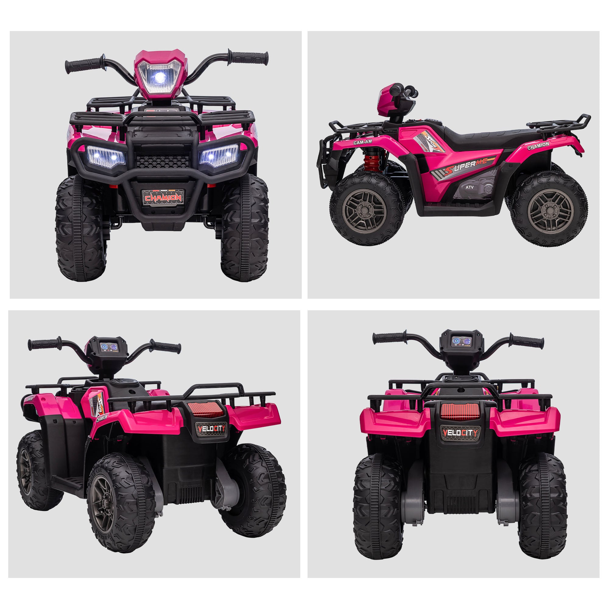 12V Electric Toy Car with Forward Backward Function, Music, LED Headlights, for Ages 3-5 Years, Pink