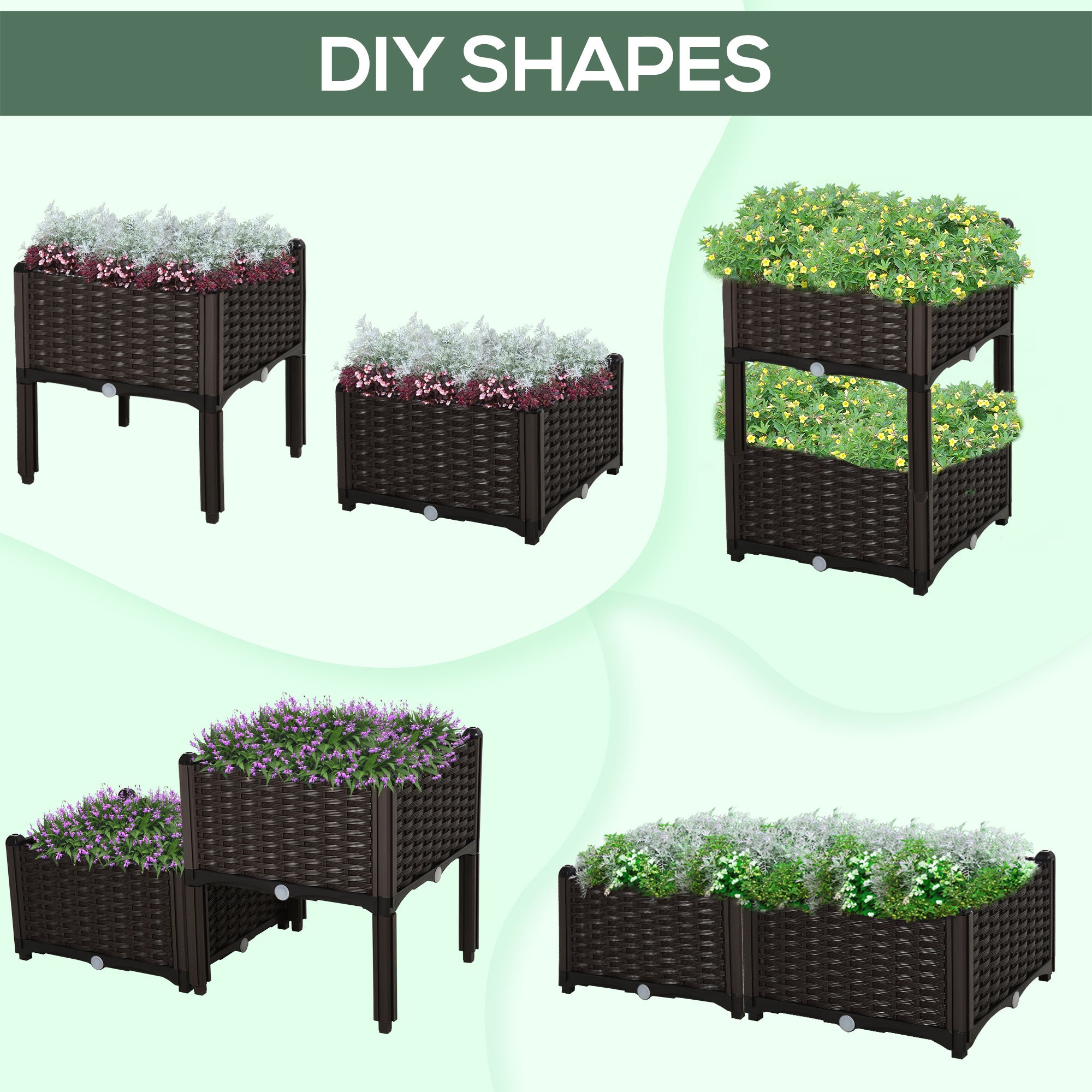 2-Piece Raised Garden Bed with Legs, Self-Watering Planter Box Raised Bed to Grow Flowers, Herbs & Vegetables, Brown - Brown - Image 5