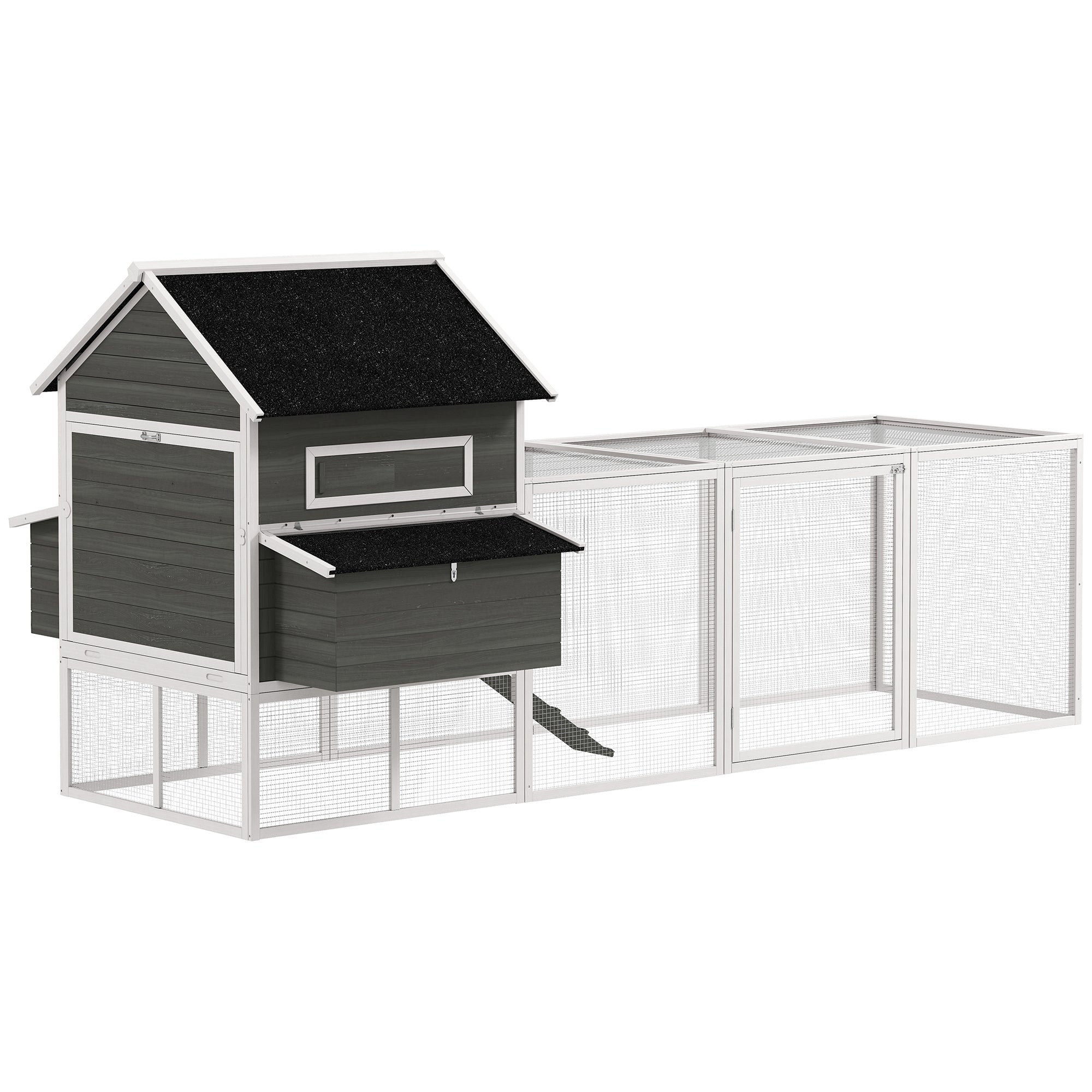 137" Wooden Chicken Coop for 8-10 Chickens, Backyard, Dark Gray - Dark Gray