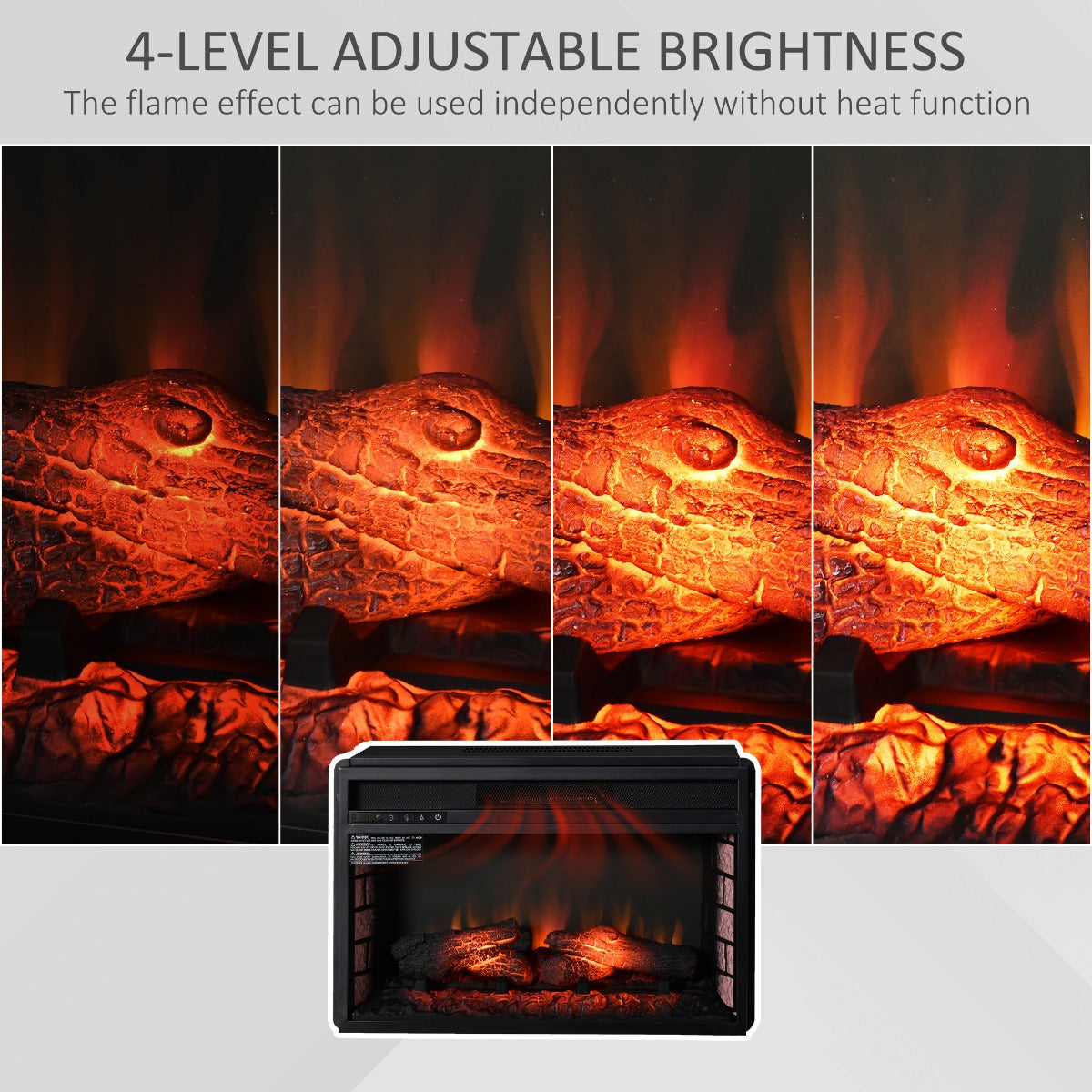 27" Electric Fireplace Insert, Retro Recessed Fireplace Heater with Realistic Log Flame, Remote Control, and Adjustable Brightness, 1400W, Black