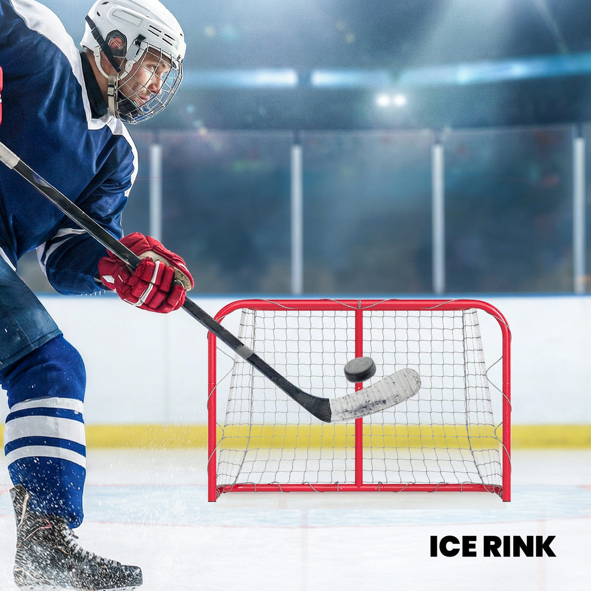35" x 18" Street Hockey Goal, Easy Setup Hockey Net with Metal Frame, Lightweight & Portable
