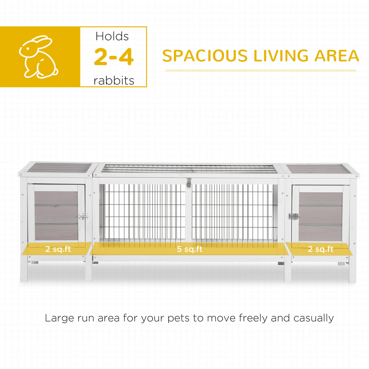 Rabbit Hutch, Bunny Cage, Guinea Pig House with Pull-Out Tray, and Divided Board for Indoor, White - White - Image 4