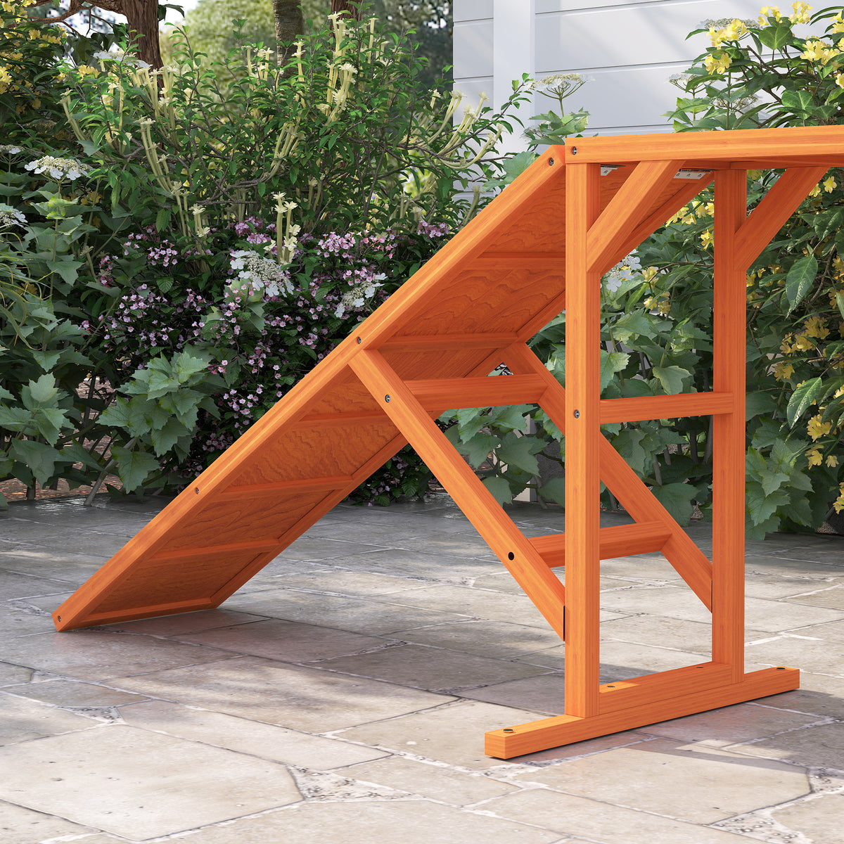 Dog Agility Ramp, Dog Walk Balance Trainer Equipment w/ Safety Bar, Non-slip Surface, Pet Training Ramp, Orange