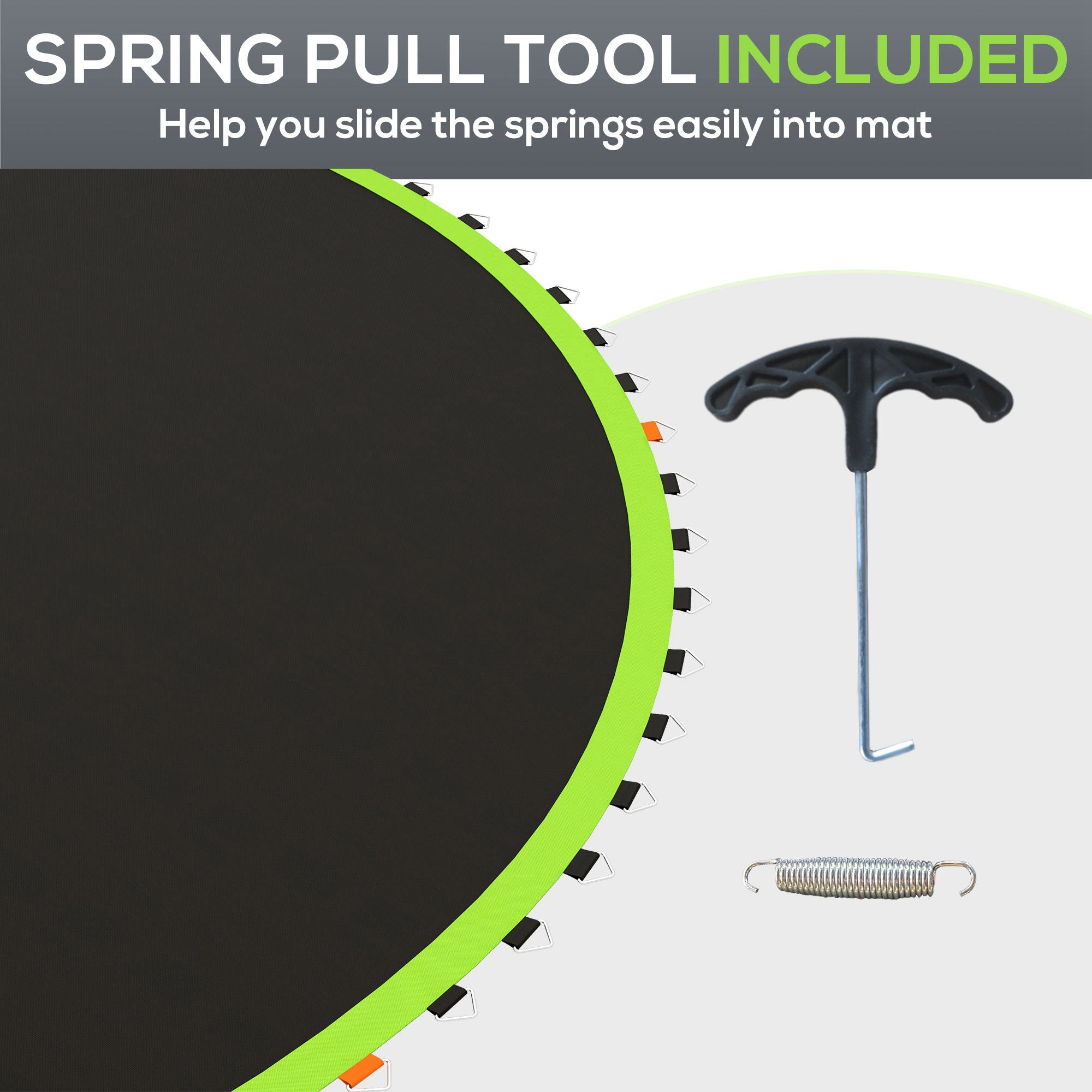 Trampoline Replacement Mat, Fits 12' Trampoline w/ 72 V-Hooks & 5.5" Springs (Spring & Frame not Included), Green
