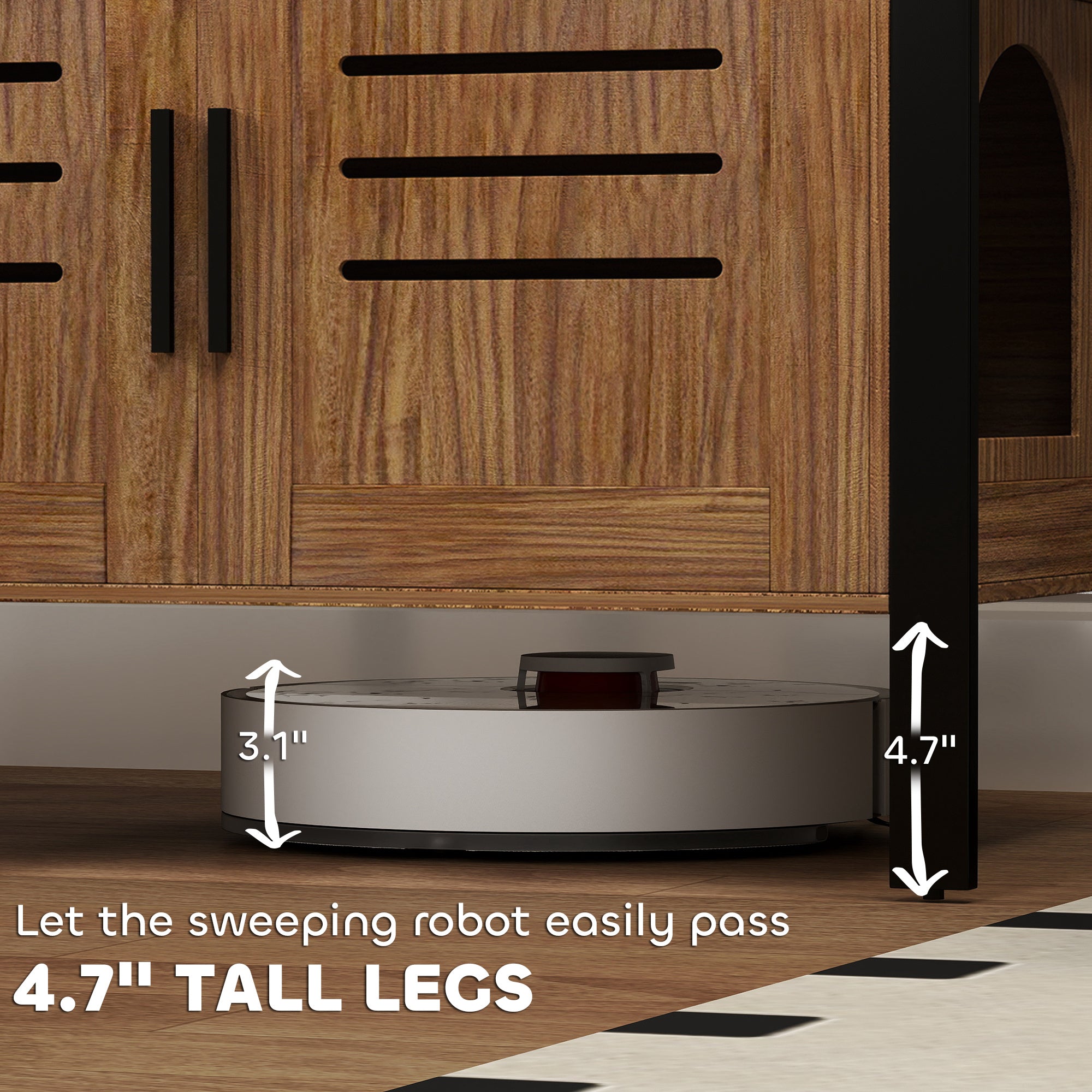 Cat Litter Box Enclosure with Tall Legs, Scratching Board, Dark Brown, 31.5"L x 17.7"W x 19.7"H - Brown - Image 7