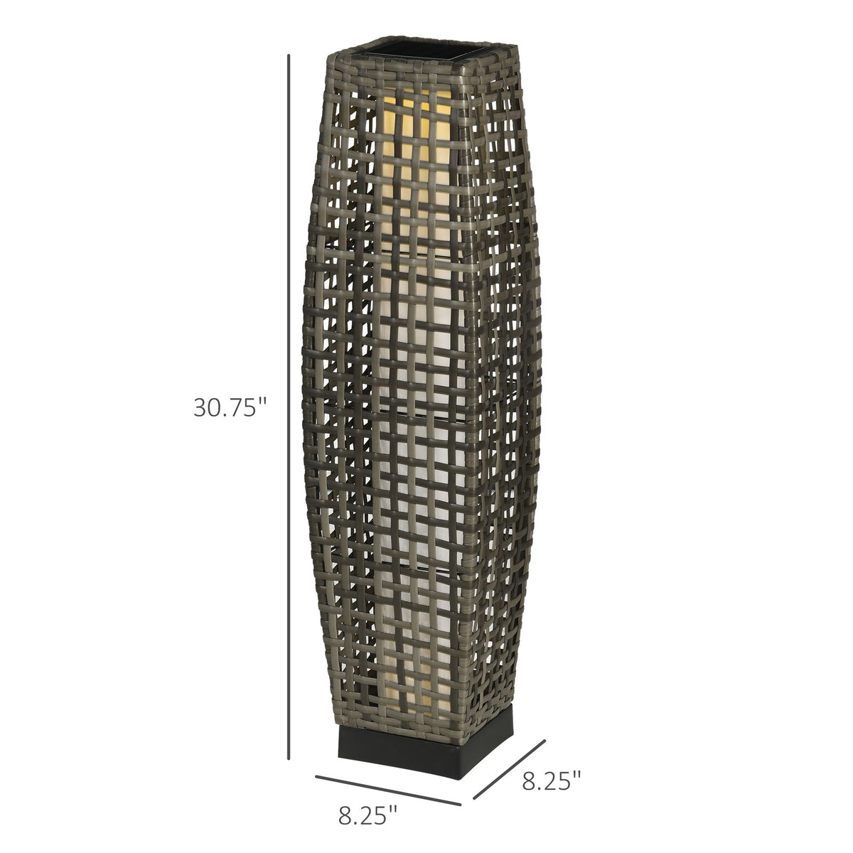 Solar Floor Lamp, Outdoor Garden Lantern Pathway Light & Decorative Driveway Lighting with Auto On/Off LED Lights for Porch, Yard, Lawn, Courtyard, Deck, Gray
