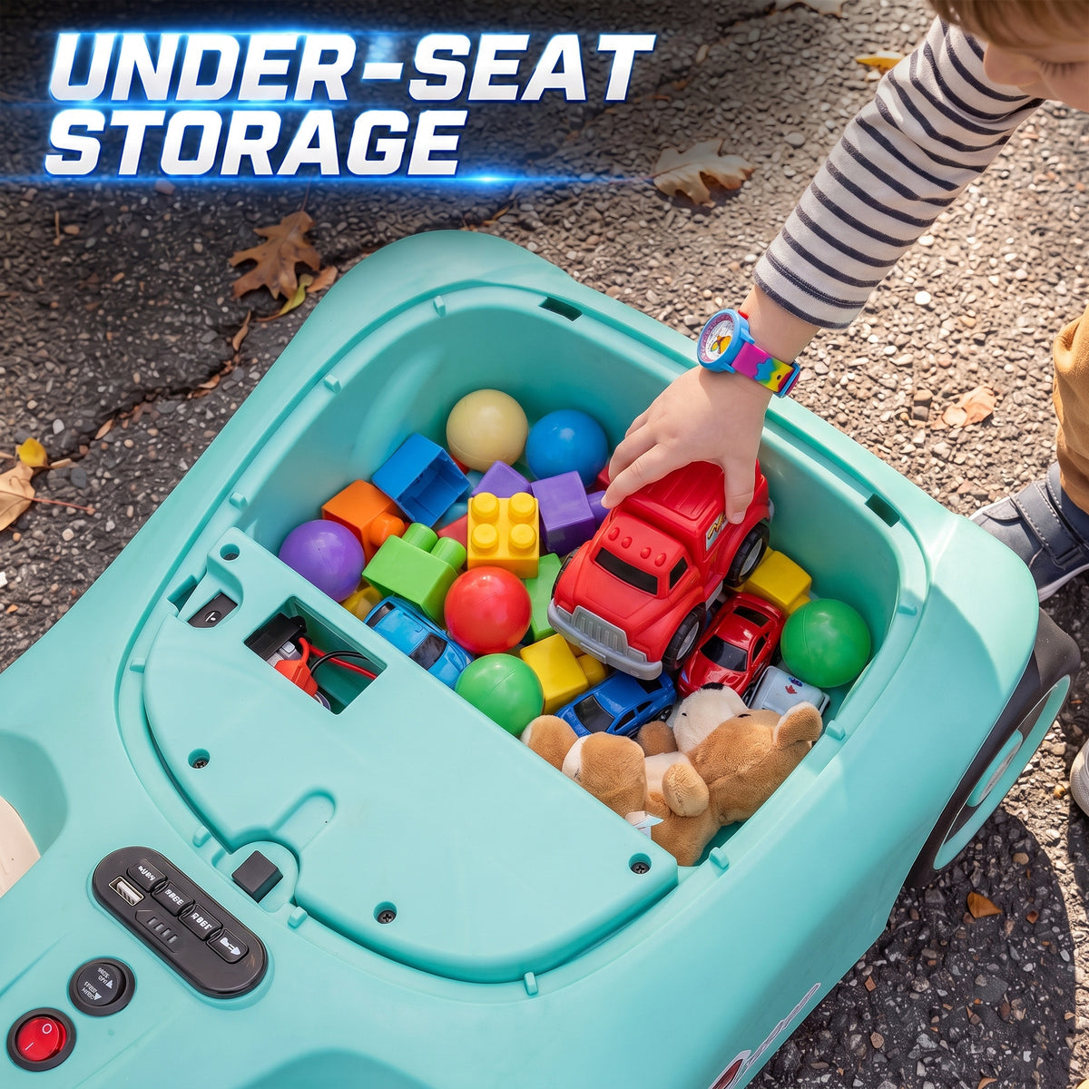 12V Electric Wiggle Car with Pedal, Kids Ride On Car with 2 Speeds, Soft Start, Music, Lights for 3-5 Years, Light Blue
