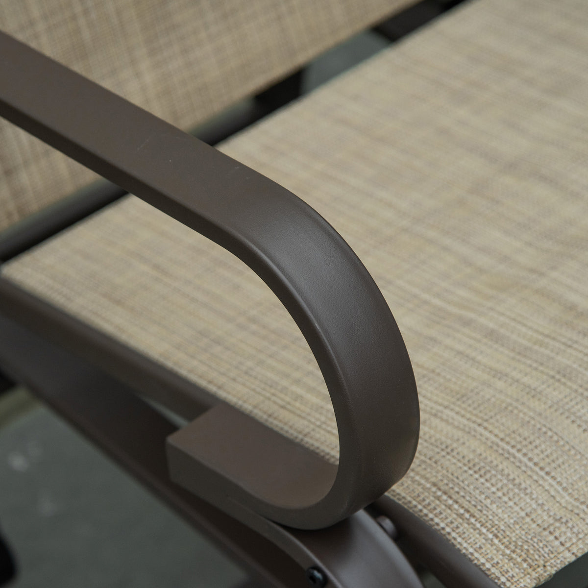 Gliding Lounger Chair, Single Rocker with Lightweight Metal & Mesh Construction, Tan