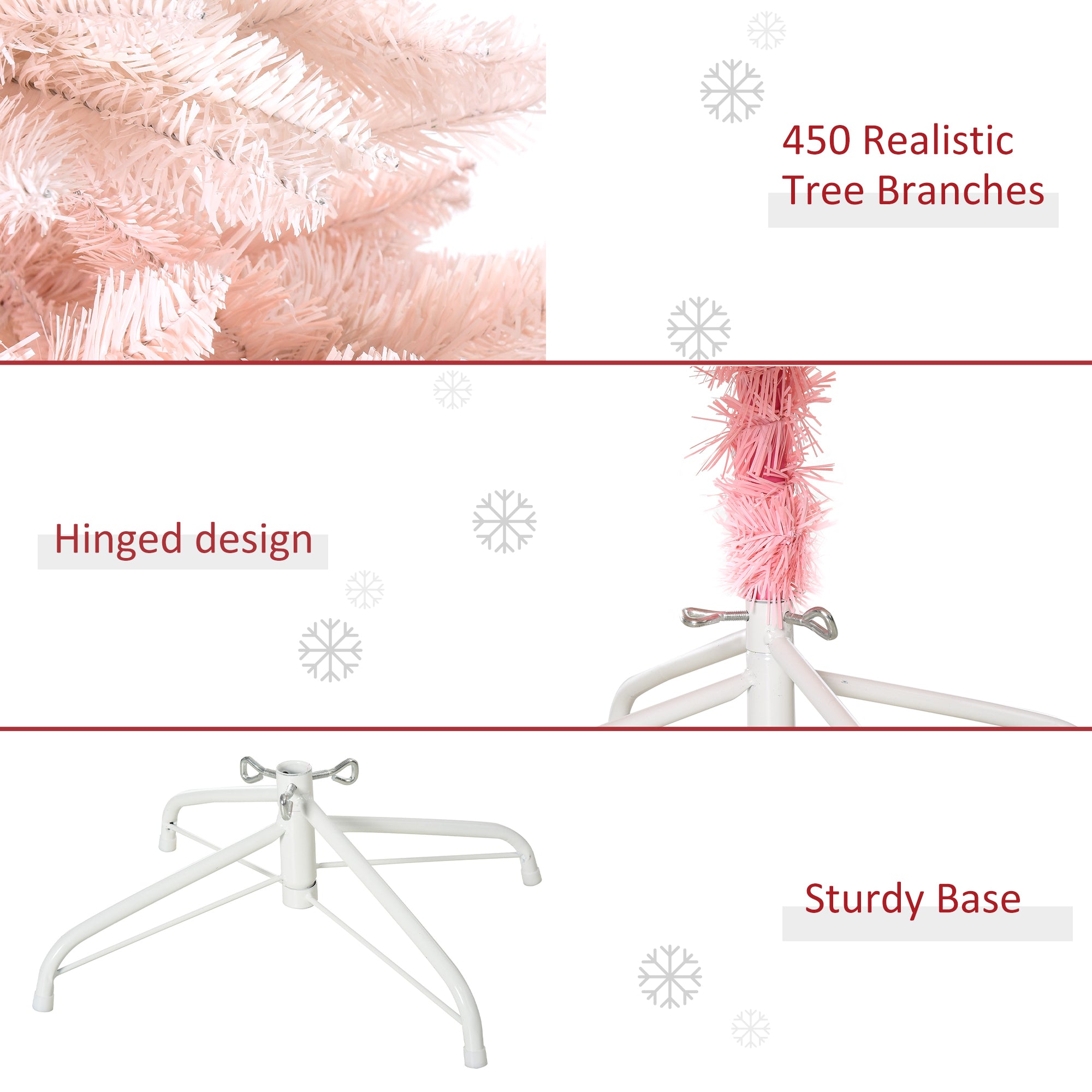 5ft Unlit Spruce Artificial Christmas Tree with Realistic Branches and 450 Tips, Pink