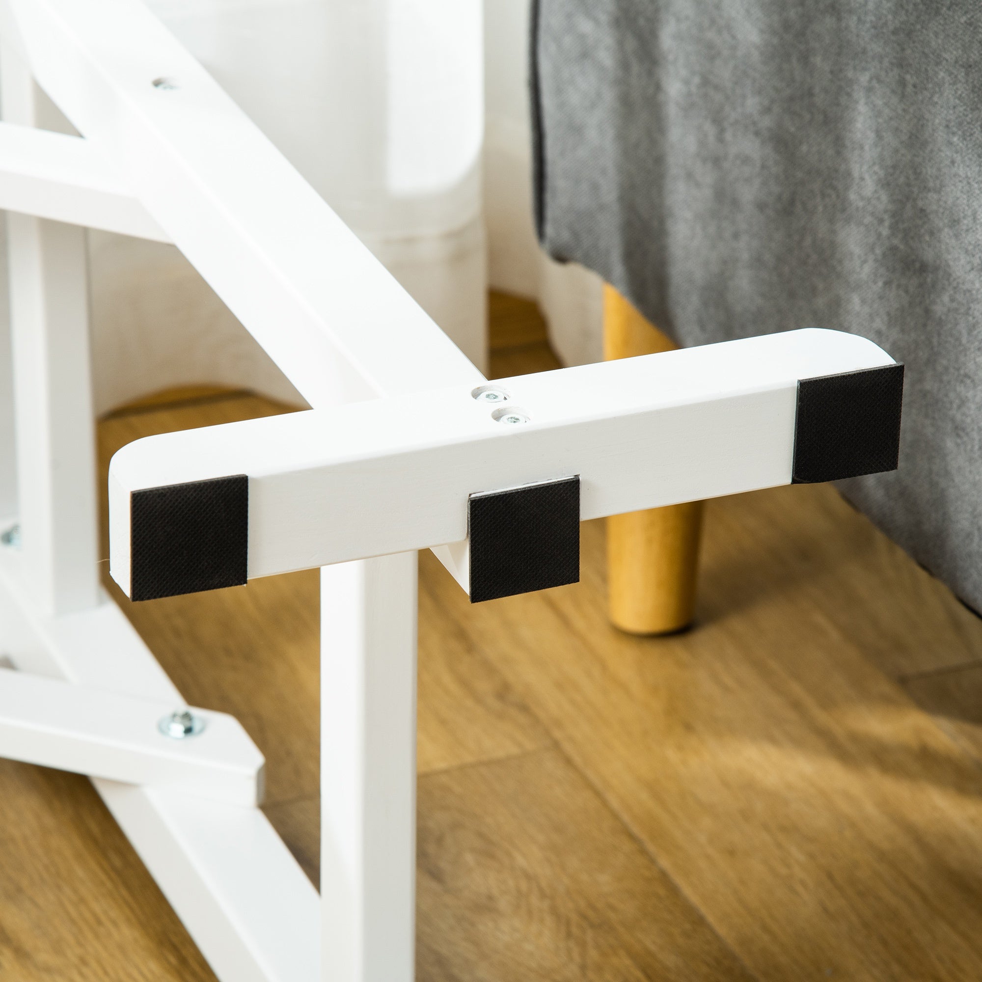 Dog Ramp Foldable with Non-slip Carpet Top Platform, Gray, White - White - Image 8