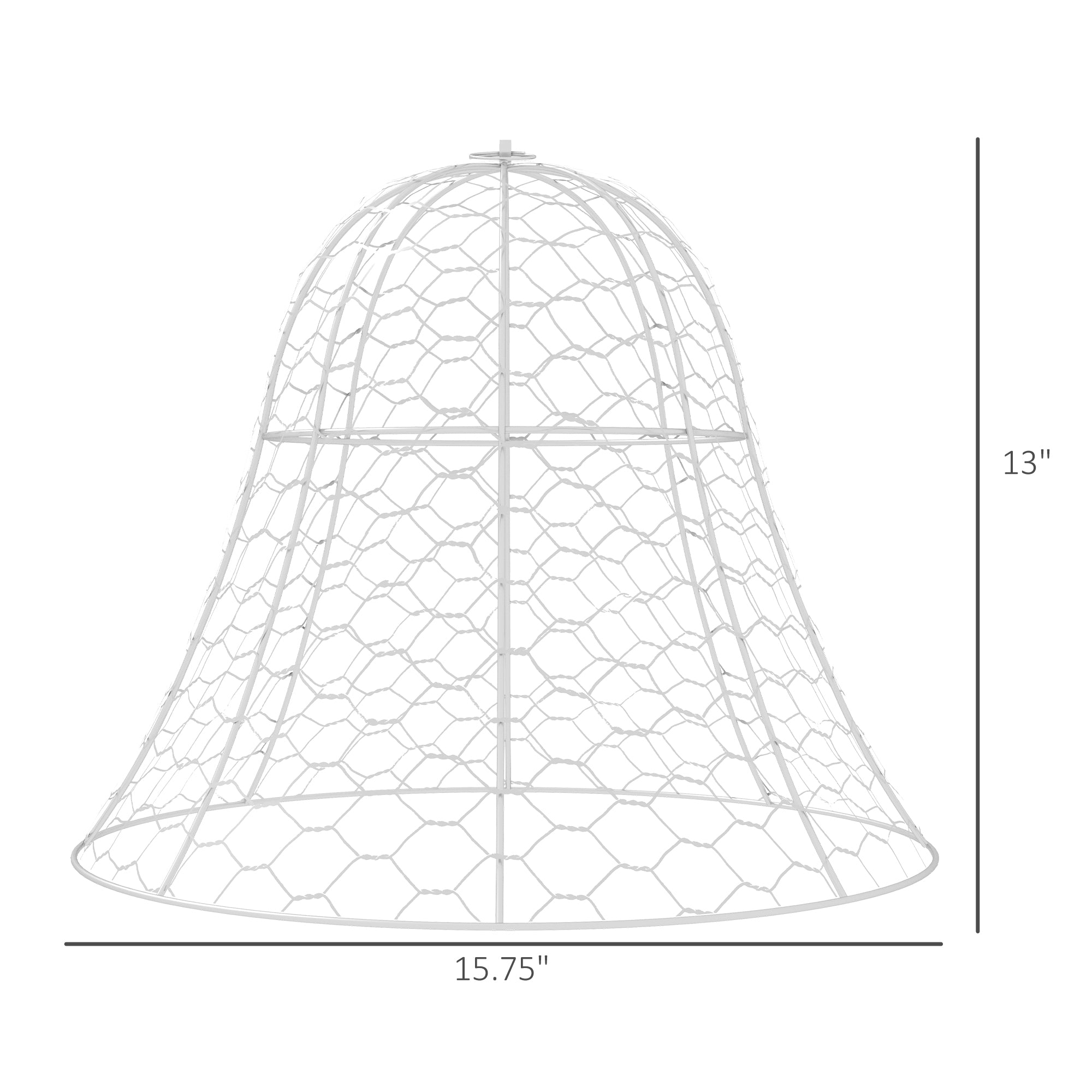 6 Pack Garden Cloches for Plants, 16" x 13" Metal Crop Cage, Plant Cages to Keep Animals Out, White - White - Image 3