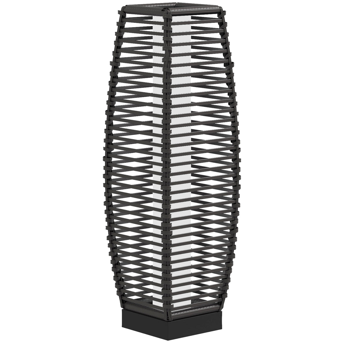Solar Floor Lamp, Outdoor Rattan Garden Lantern Pathway Light & Decorative Driveway Lighting with Auto LED Lights, Gray