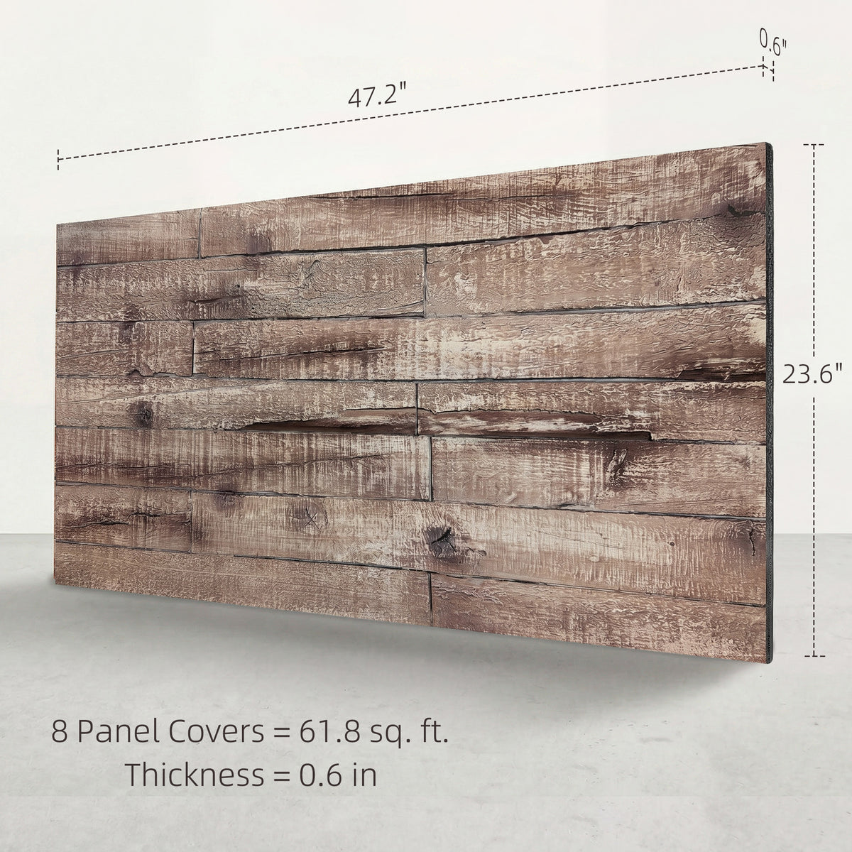 8-Pack 3D Faux Wood Wall Panels, Lightweight Polyurethane Panels for Interior and Exterior Accent Walls, Gray Wood Grain