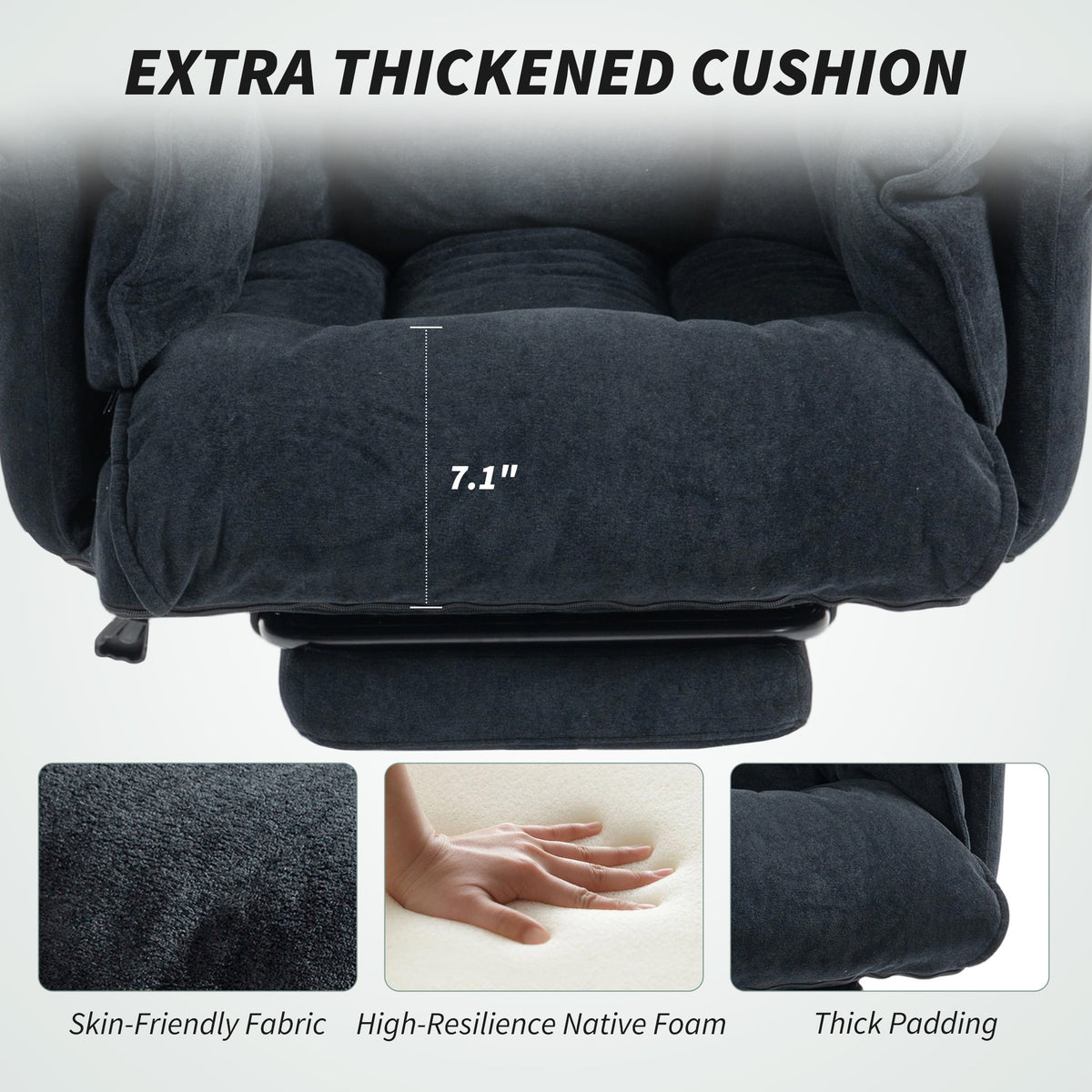 High Back Office Chair, Reclining Desk Chair with Footrest, High Resilience Foam, Rolling Wheels, Black