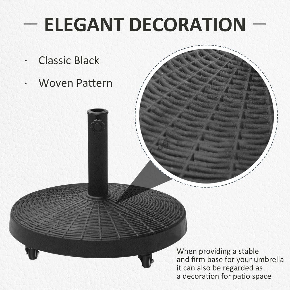20.5" Heavy Duty Umbrella Stand, 50 lbs. Umbrella Base for 1.5" or 2" Umbrella Poles, Patio Market Stand for Deck, Black
