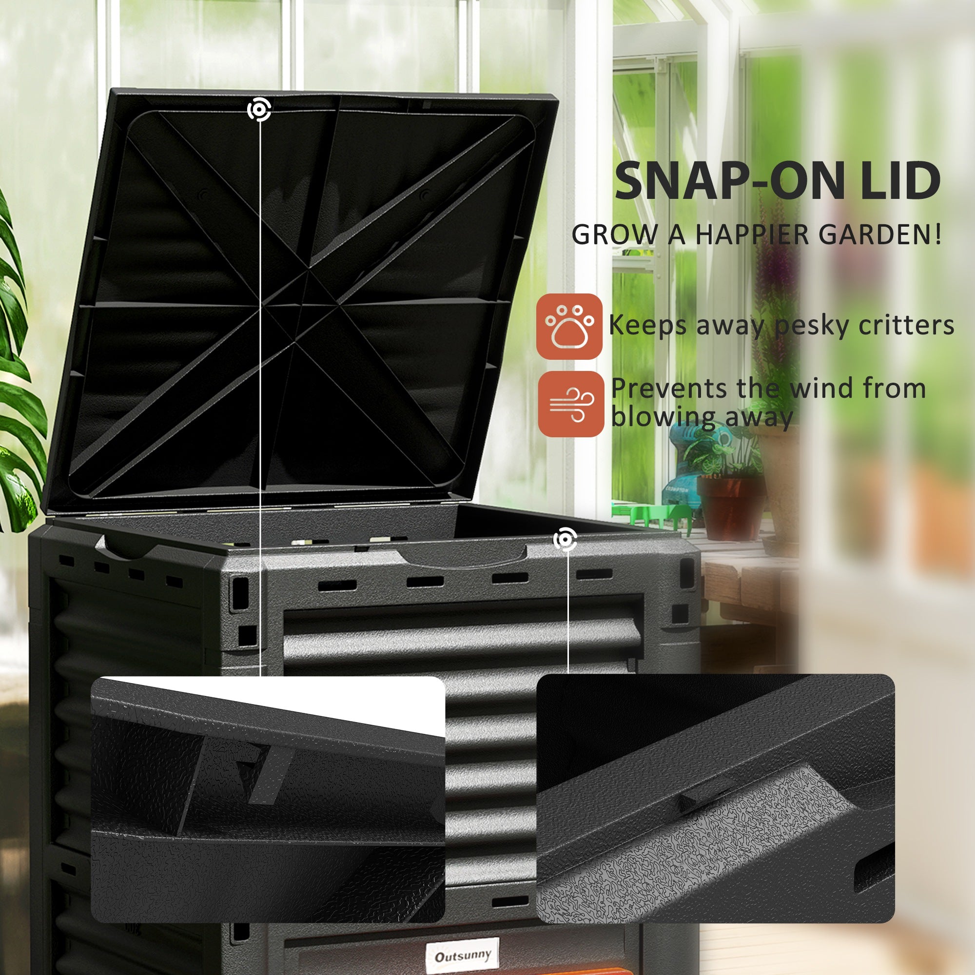 Garden Compost Bin 80 Gallon Outdoor Large Capacity Composter Fast Create Fertile Soil Aerating Box, Orange - Orange - Image 6