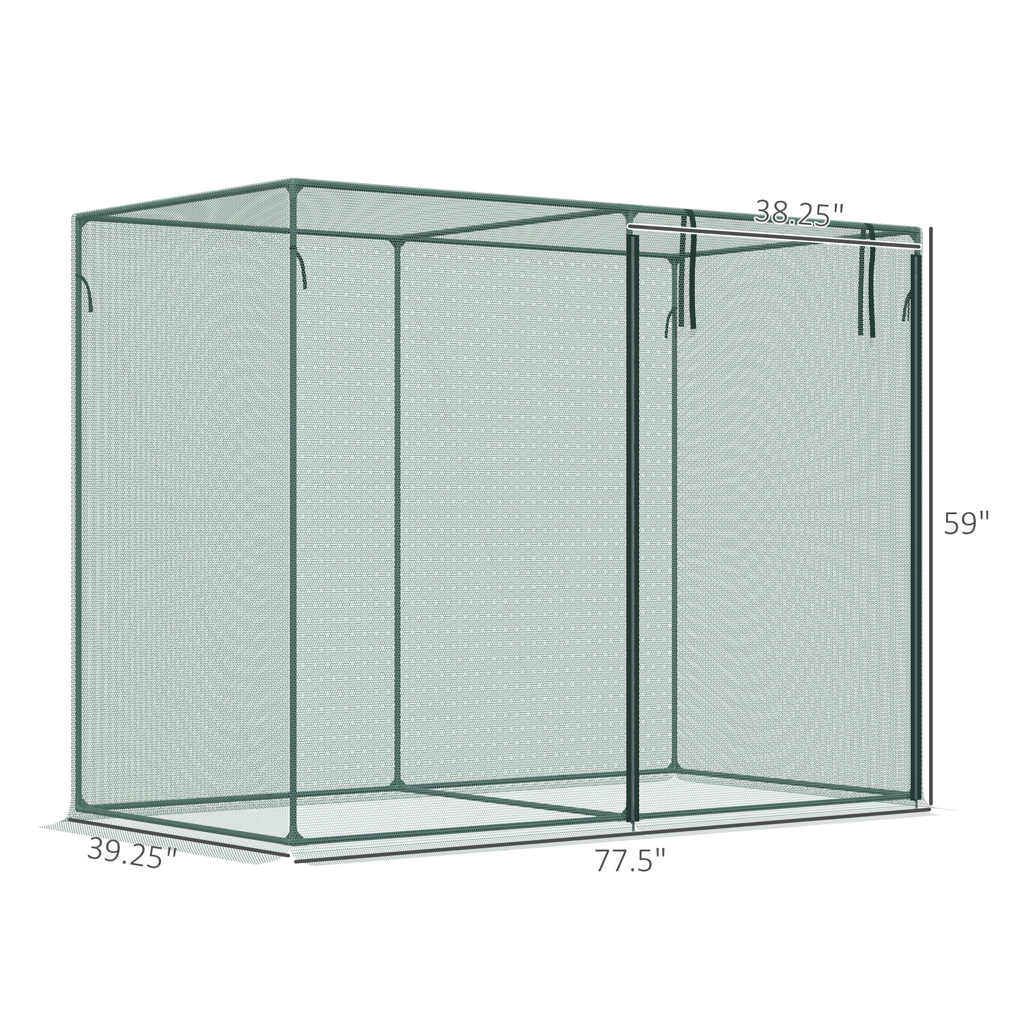 6' x 3' x 5' Crop Cage, Plant Protection Tent with Zippered Doors for Vegetable Garden, Backyard, Green - Green - Image 3