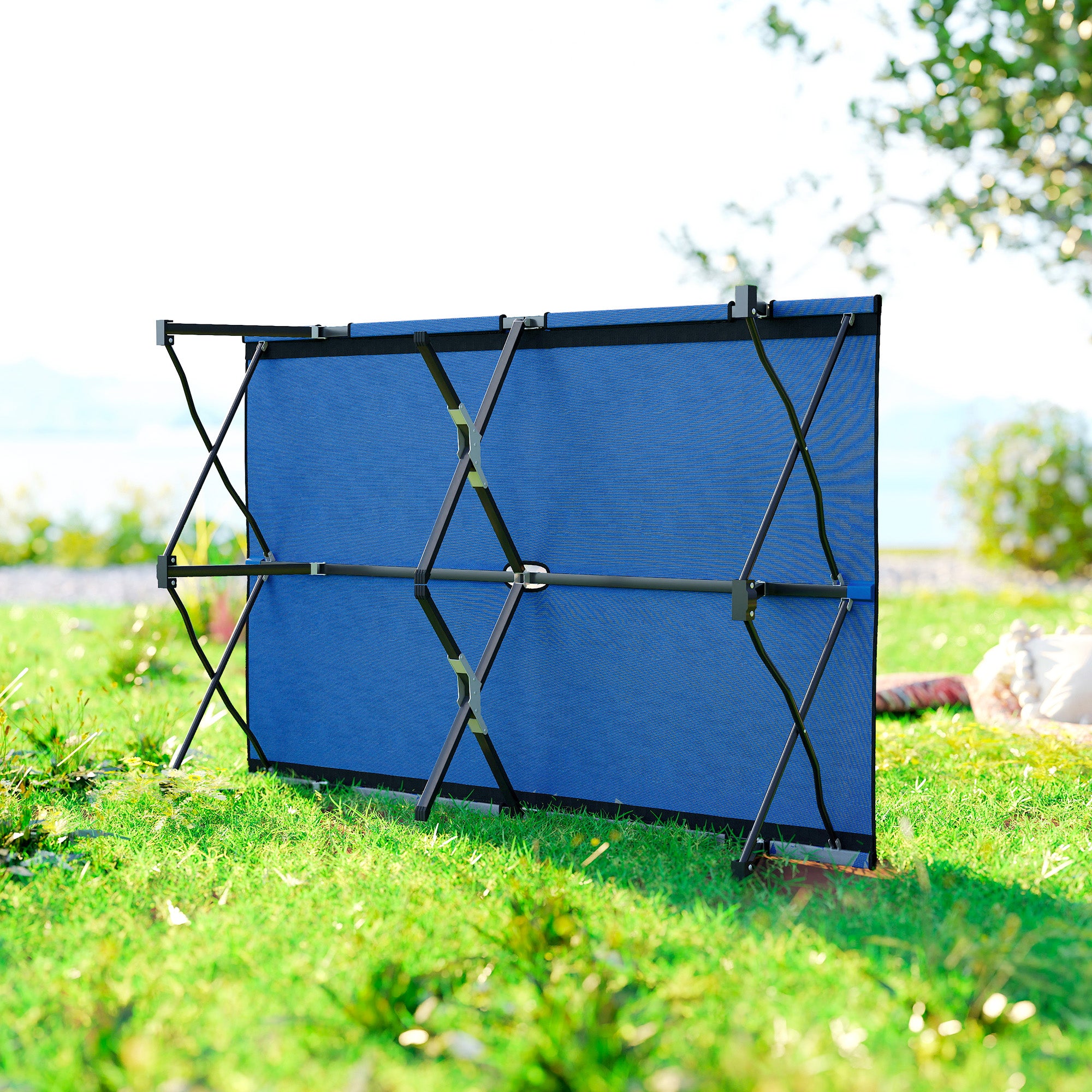 2 Person Folding Camping Cot for Adults, 50" Extra Wide Outdoor Portable Sleeping Cot with Carry Bag, Elevated Camping Bed, Beach Hiking, Blue