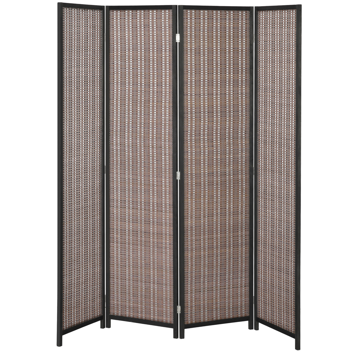 Room Divider Folding Privacy Screen Freestanding 4 Panel Pine Wood for Bedroom Home Office 6 Ft Tall Black Brown