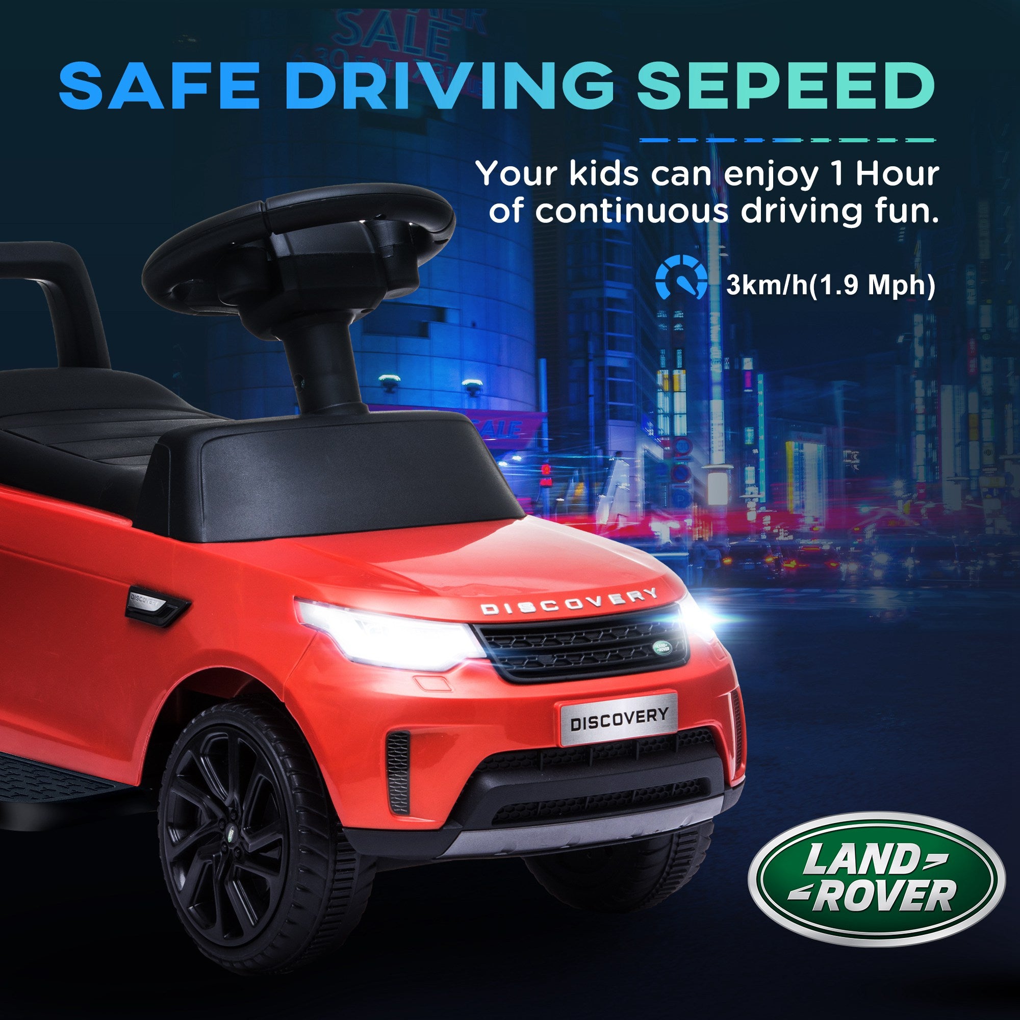 2 in 1 Land Rover Licensed 6V Ride on Car Sliding Car Battery Powered Electric Car w/ Headlights Music Horn, Red