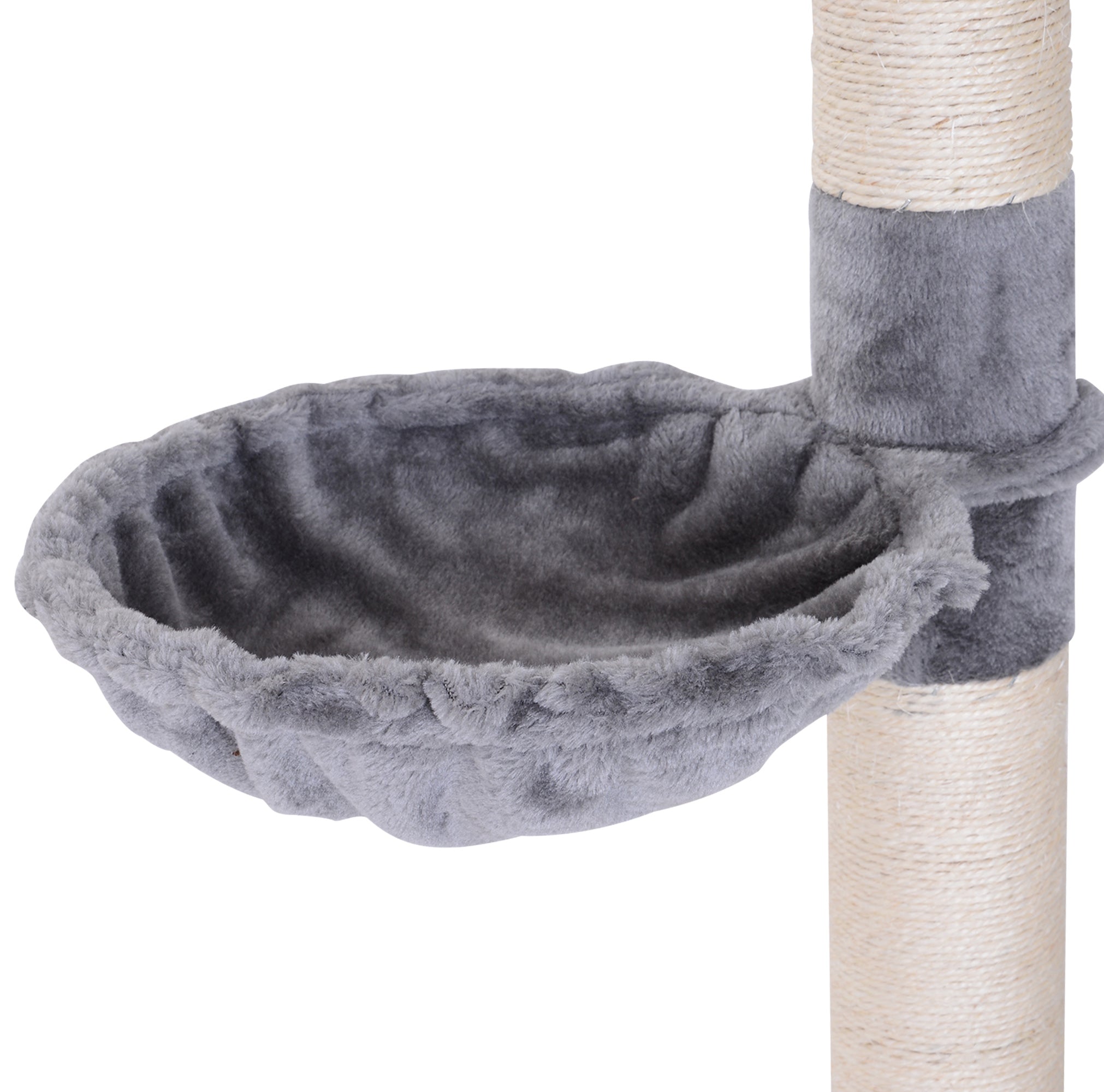 102" Adjustable Height Floor to Ceiling Cat Tree, 5 Level Cat Tower with Scratching Posts, Hammock, Gray - Grey - Image 8