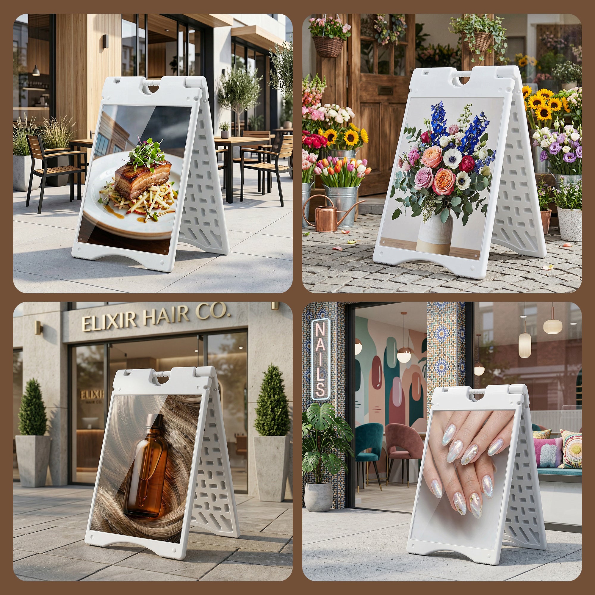 A Frame Sandwich Board Signs Outdoor 22" x 28" Sidewalk Sign with Weighted Tank & Weatherproof Design, White
