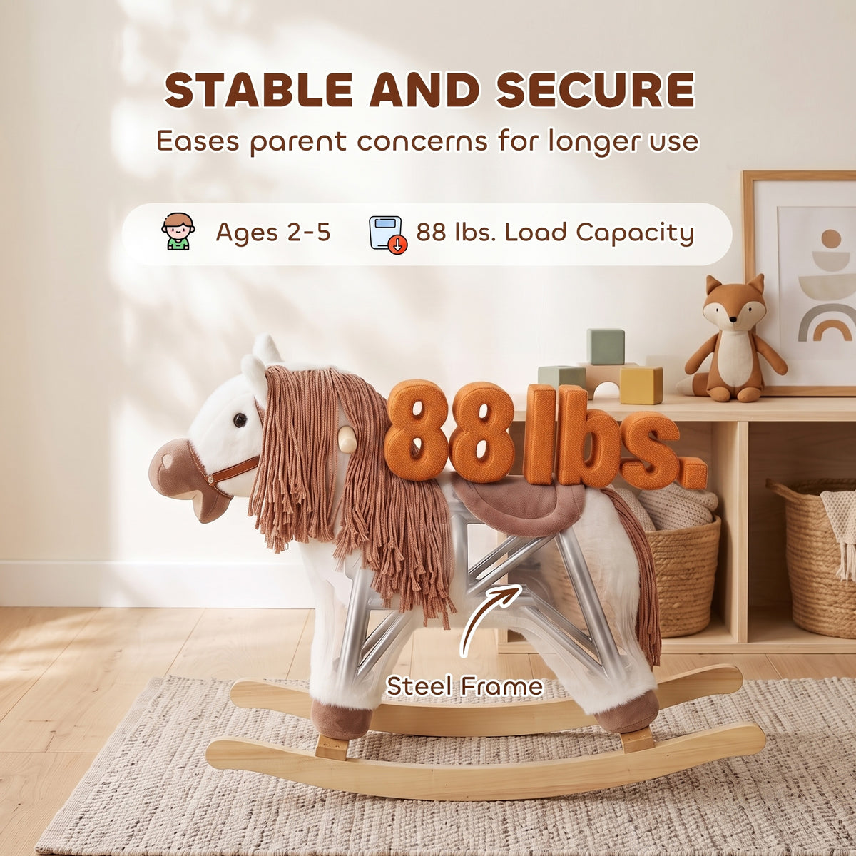 Baby Rocking Horse for Boys and Girls, Kids Rocking Horse with Realistic Sounds and Anti-Tip limiters