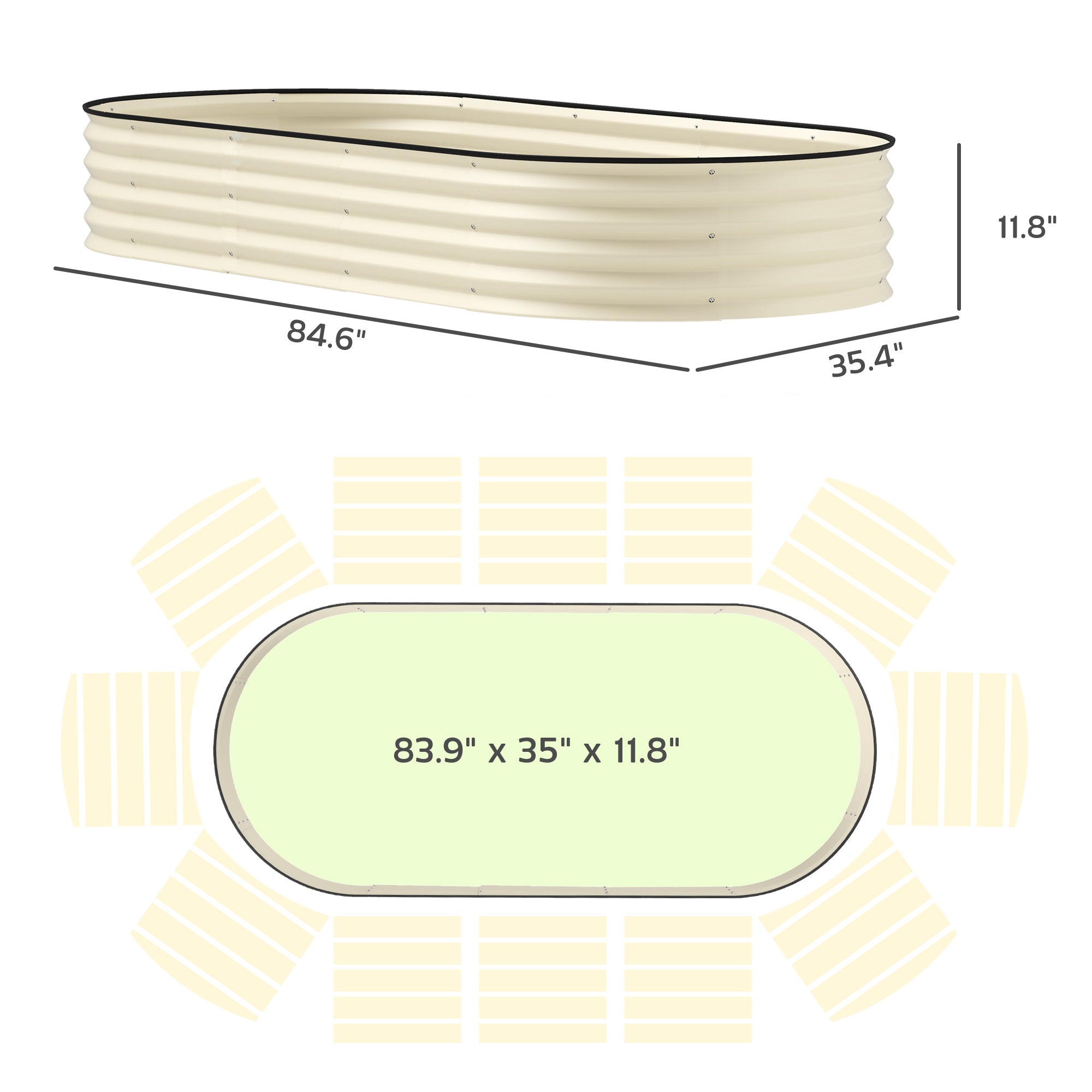 7' x 3' x 1' Raised Garden Bed Set, 2PCS Raised Beds for Gardening with Metal Plant Stakes, Cream White - Cream White - Image 3