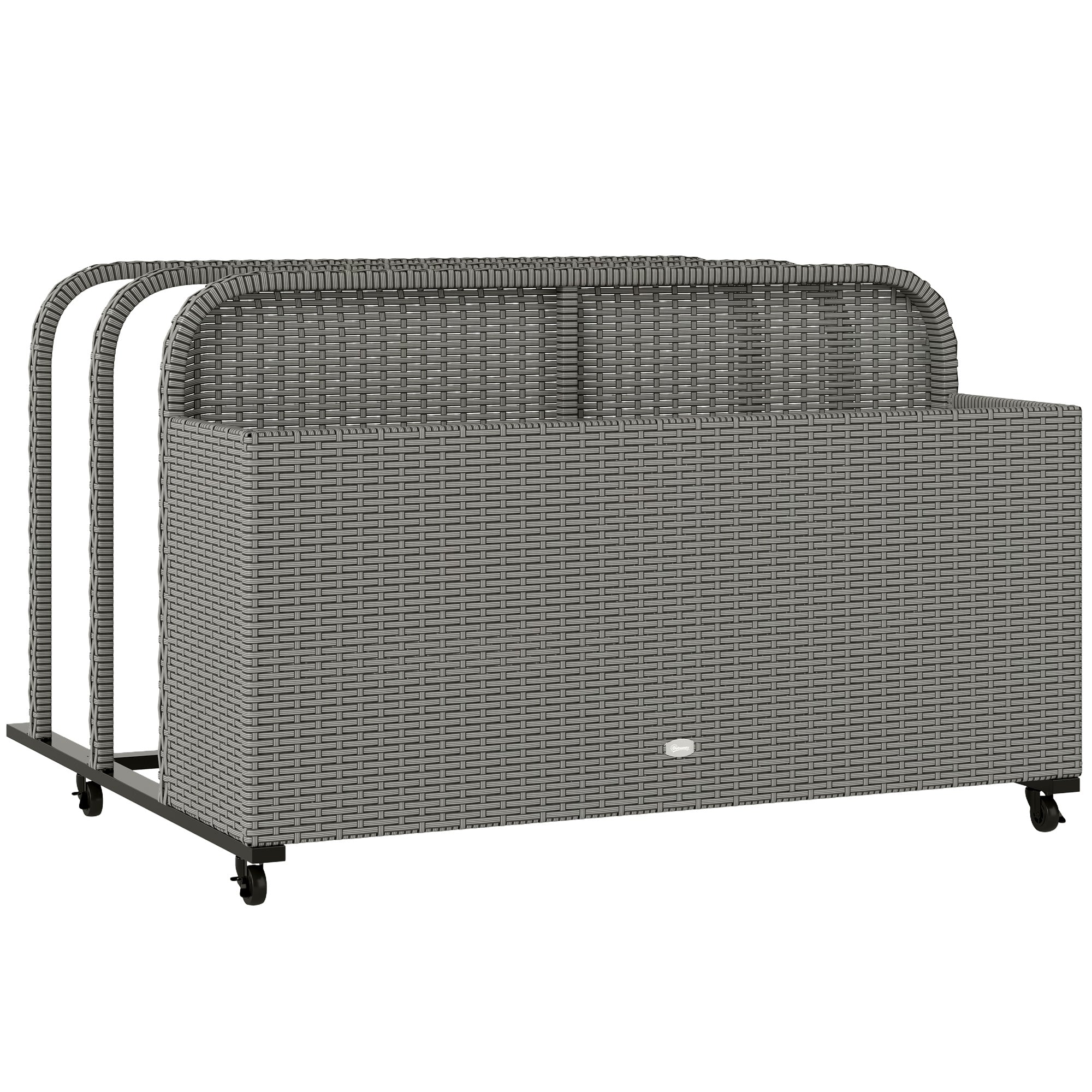 PE Rattan Pool Float Storage Organizer with Wheels, Mixed Gray - Mixed Gray