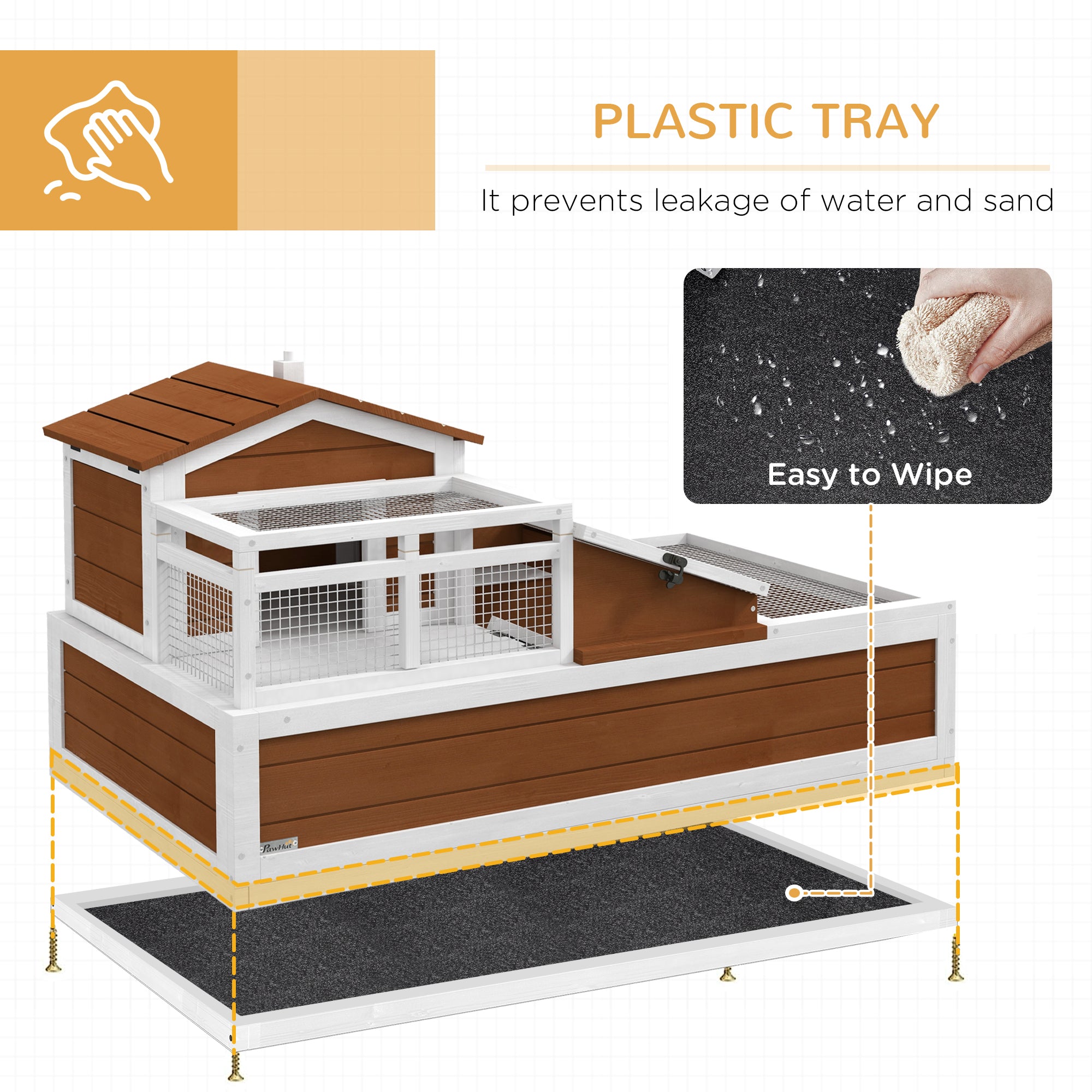 3-Room Tortoise Habitat House w/ Balcony & 2 Stories, 44" x 25.5" x 25", Coffee - Coffee - Image 6