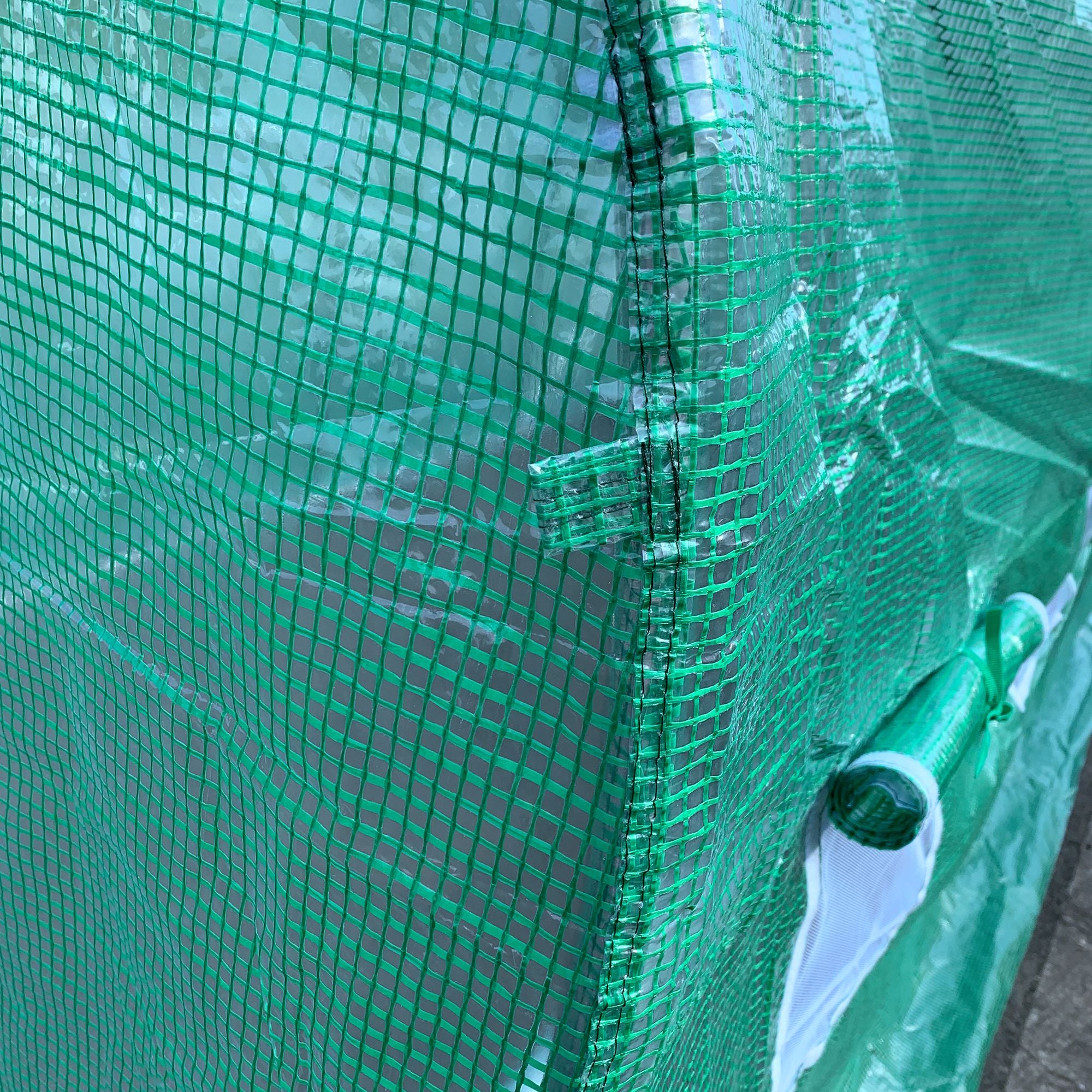 15' x 7' x 6.5' Walk-in Tunnel Hoop Greenhouse, Green House for Outside with PE Cover, Steel Frame, Roll-Up Zipper Door & Windows for Flowers, Vegetables, Tropical Plants, Green - Green - Image 8