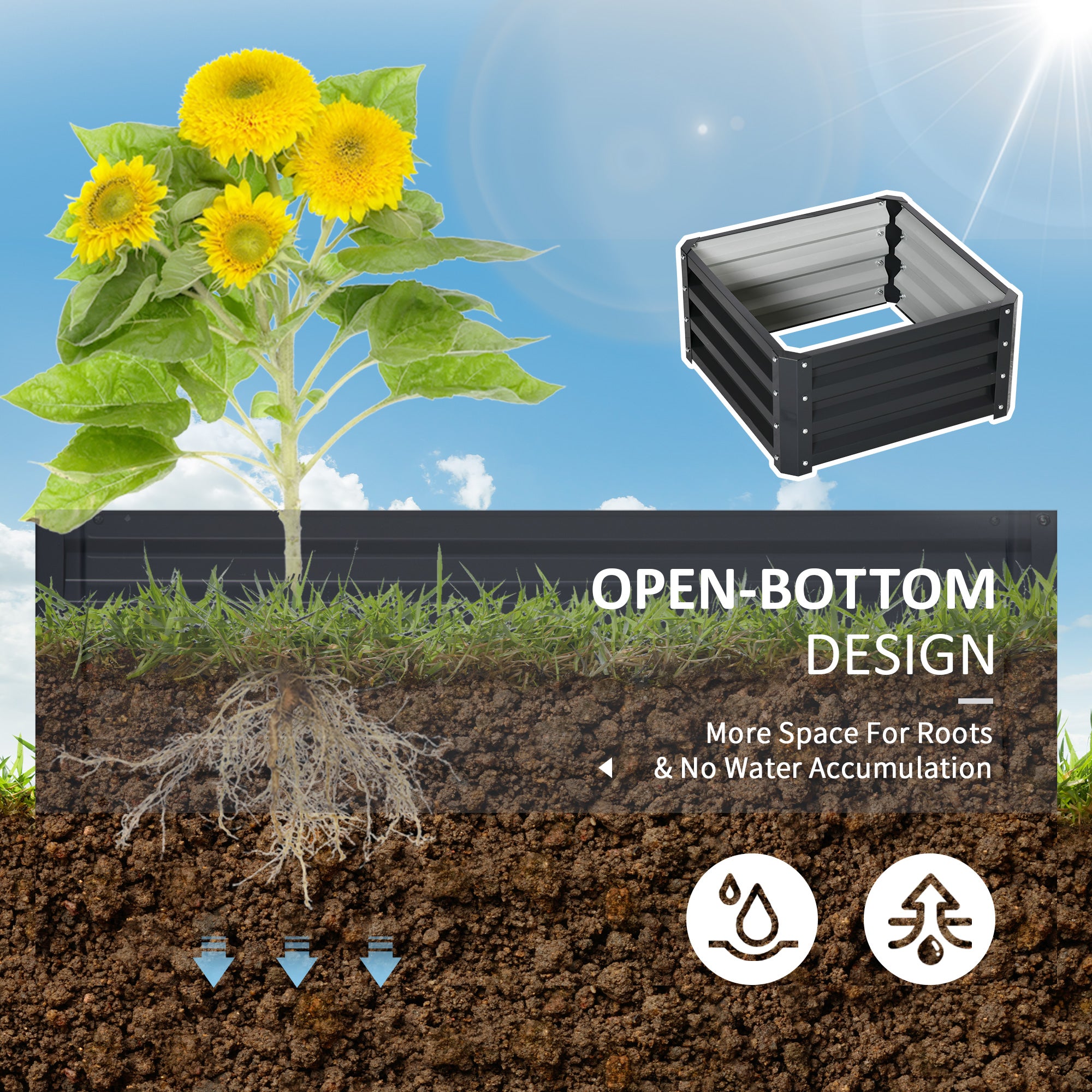 2pc 23.5" Elevated Herb & Vegetable Planting Box Kit w/ Versatile Uses, Dark Gray - Grey - Image 6