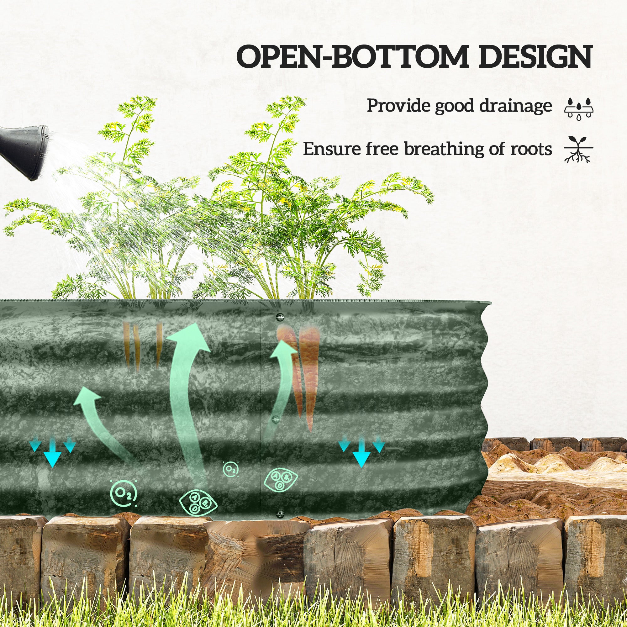 4.9' x 2' x 1' Galvanized Raised Garden Bed Kit, Metal Planter Box with Safety Edging, Green - Green - Image 5