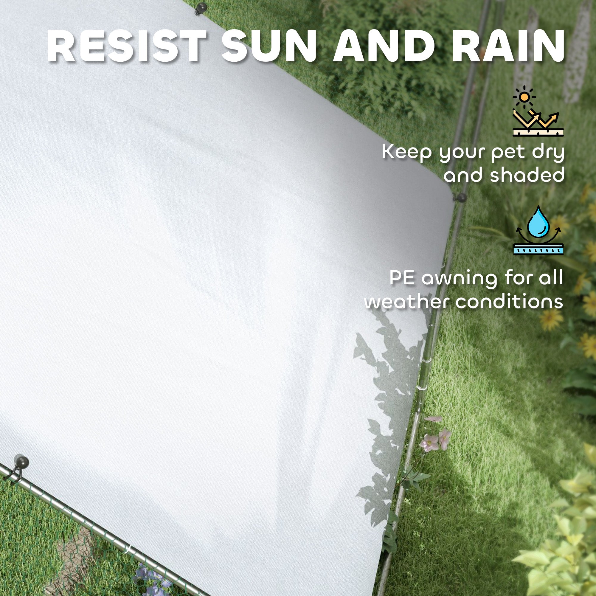 Large Chicken Coop with Waterproof and Anti-UV Cover, Spire Shaped for Outdoor and Yard Farm Use, 9.8' x 32.8' x 6.4' - Silver - Image 4